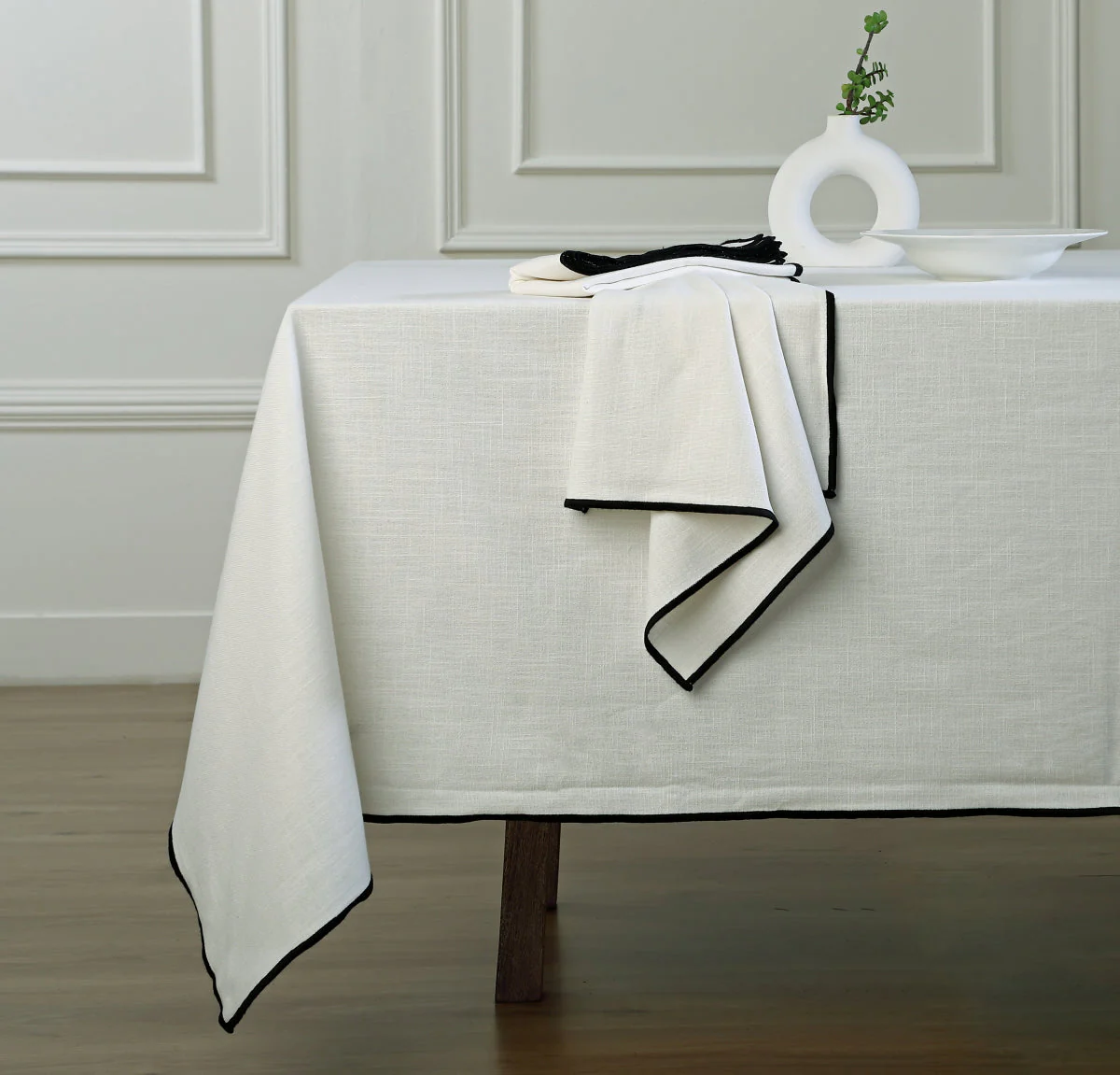 Nappe Ernest - Blanc / Noir - Lin Lavé