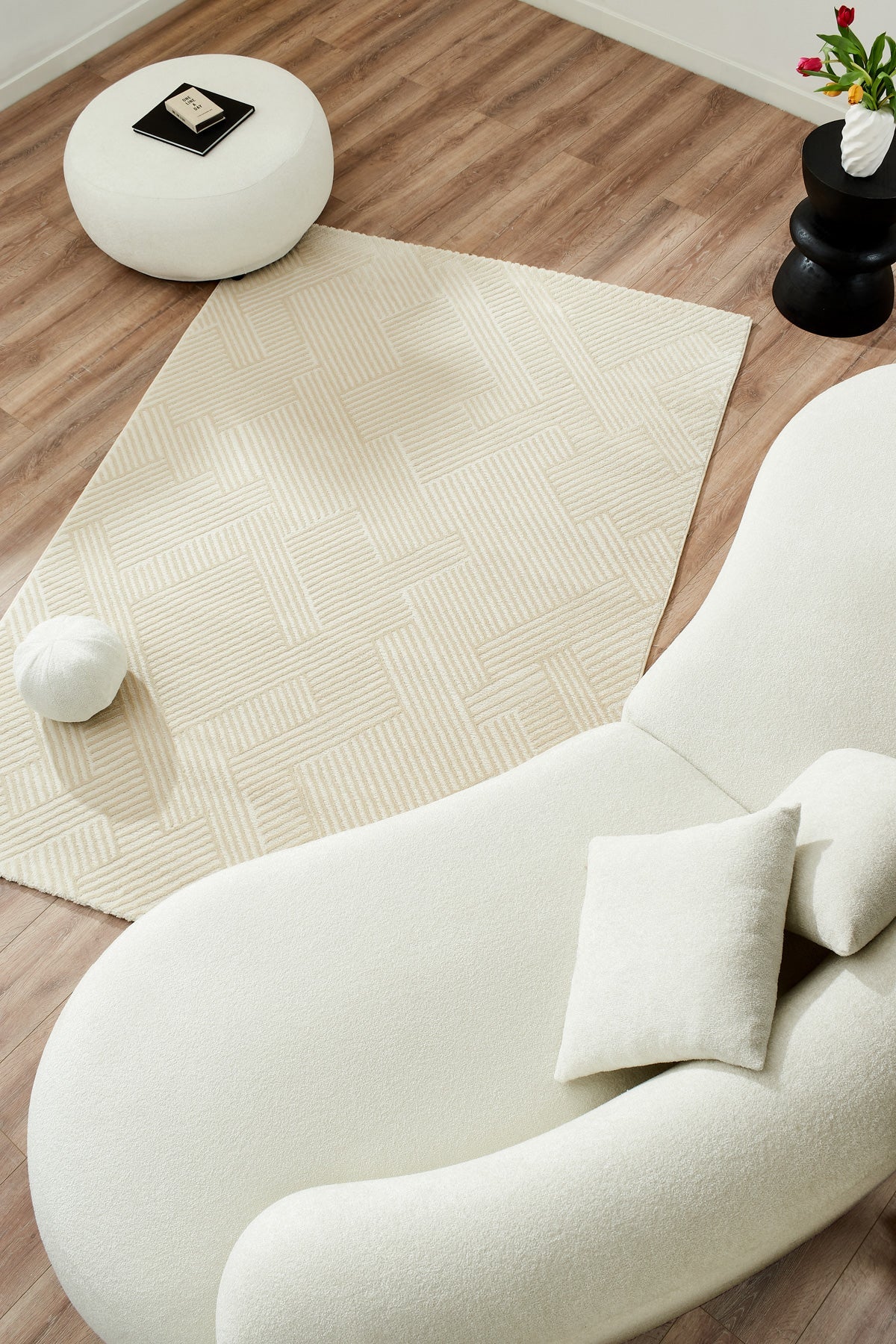 Tapis Bianca 160 - Motif Graphique - Creme - Intérieur