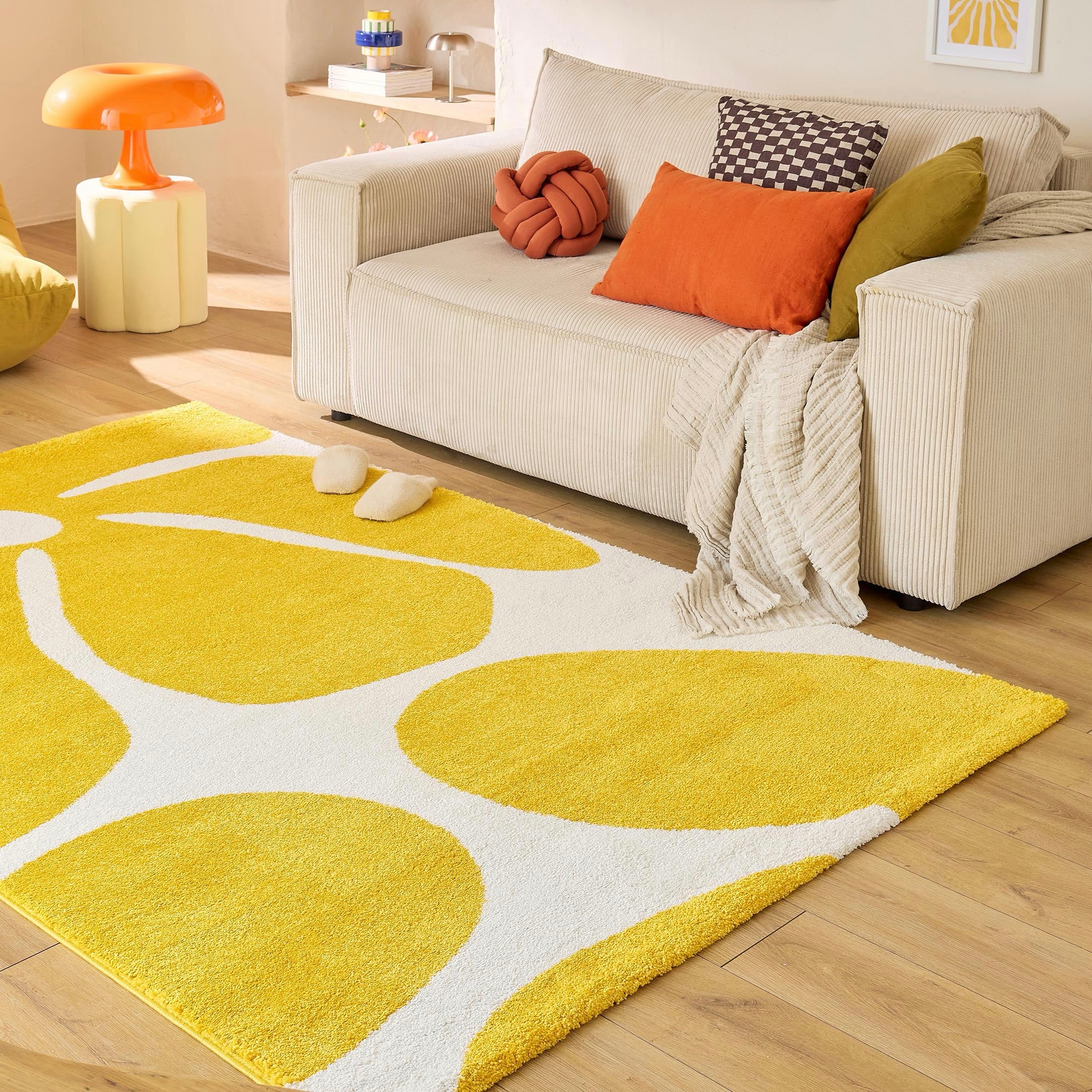 Tapis Groovy 385 - Motif Moderne - Jaune - Intérieur