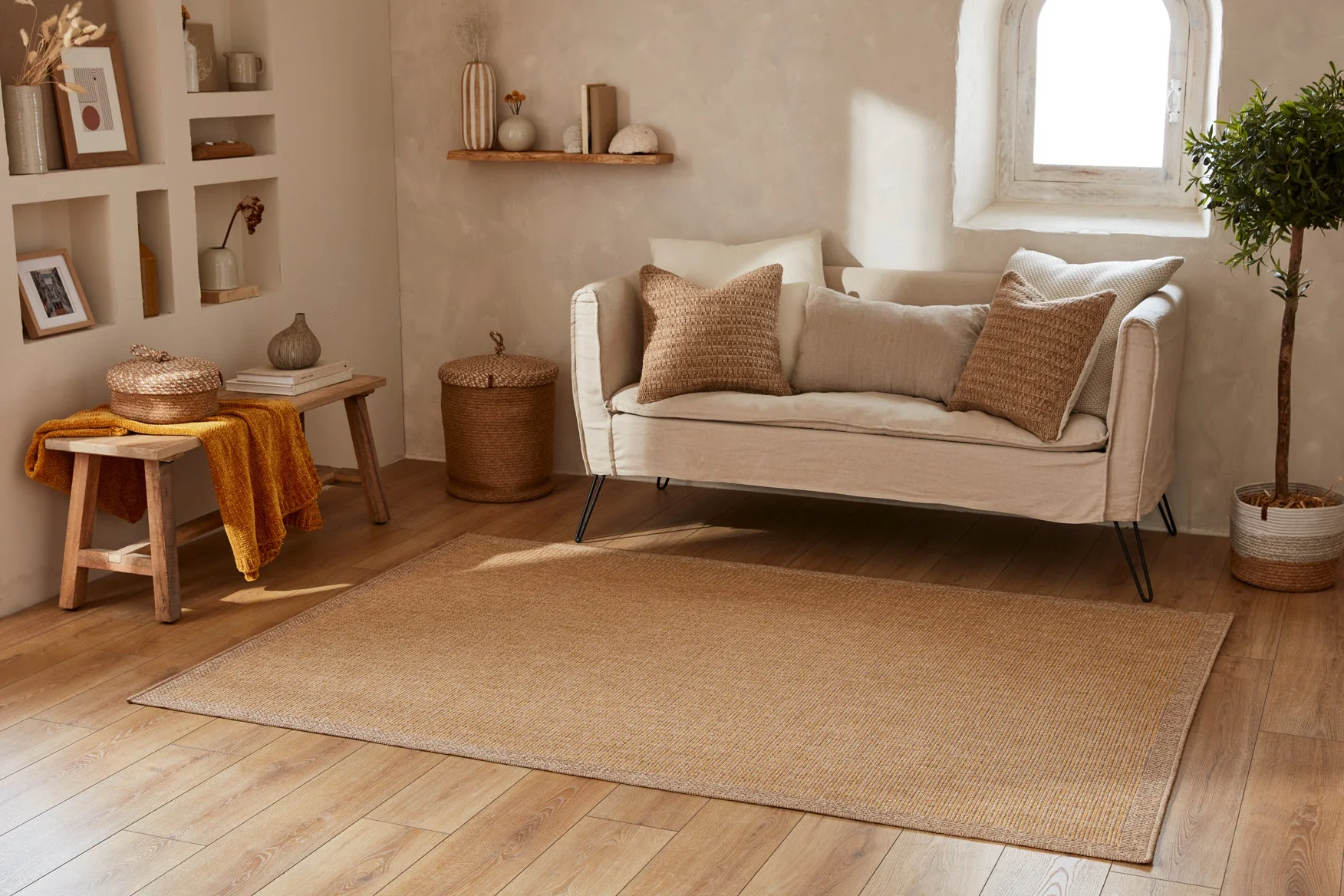 Tapis Aspect Jute - Motif Jute - Jaune - Intérieur / Extérieur - Image 4
