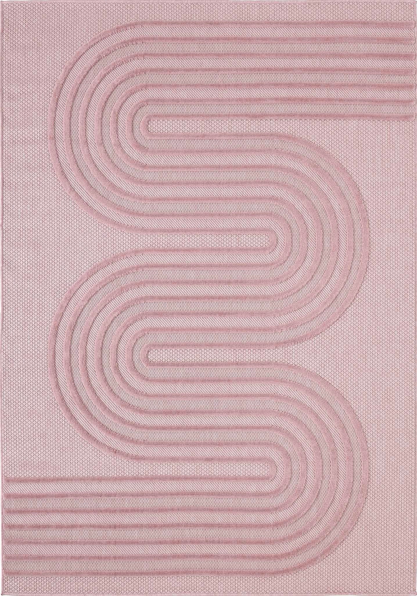 Tapis Santorini 987 - Motif Graphique - Rose - Intérieur / Extérieur - Image 2