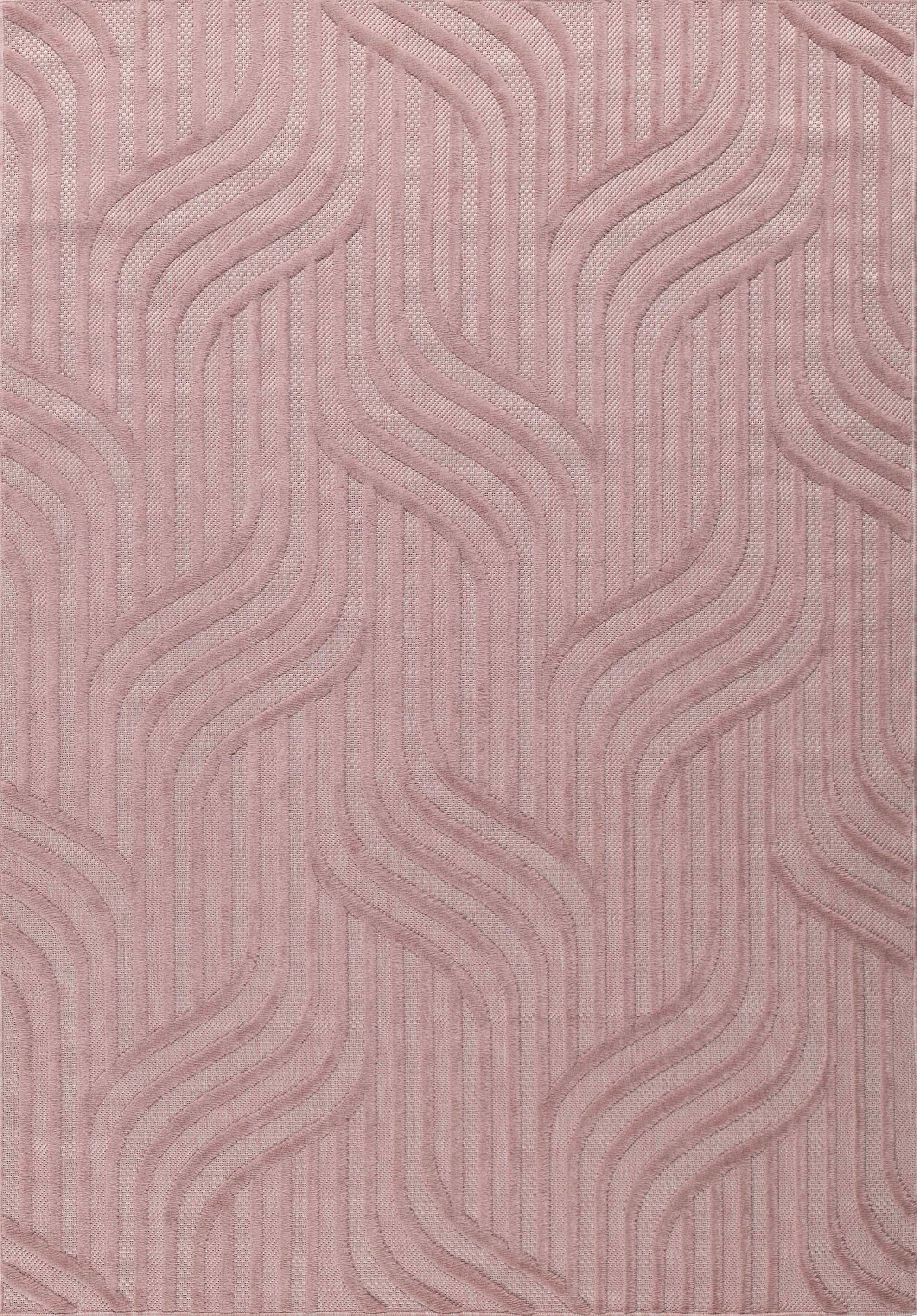 Tapis Santorini 989 - Motif Graphique - Rose - Intérieur / Extérieur - Image 3