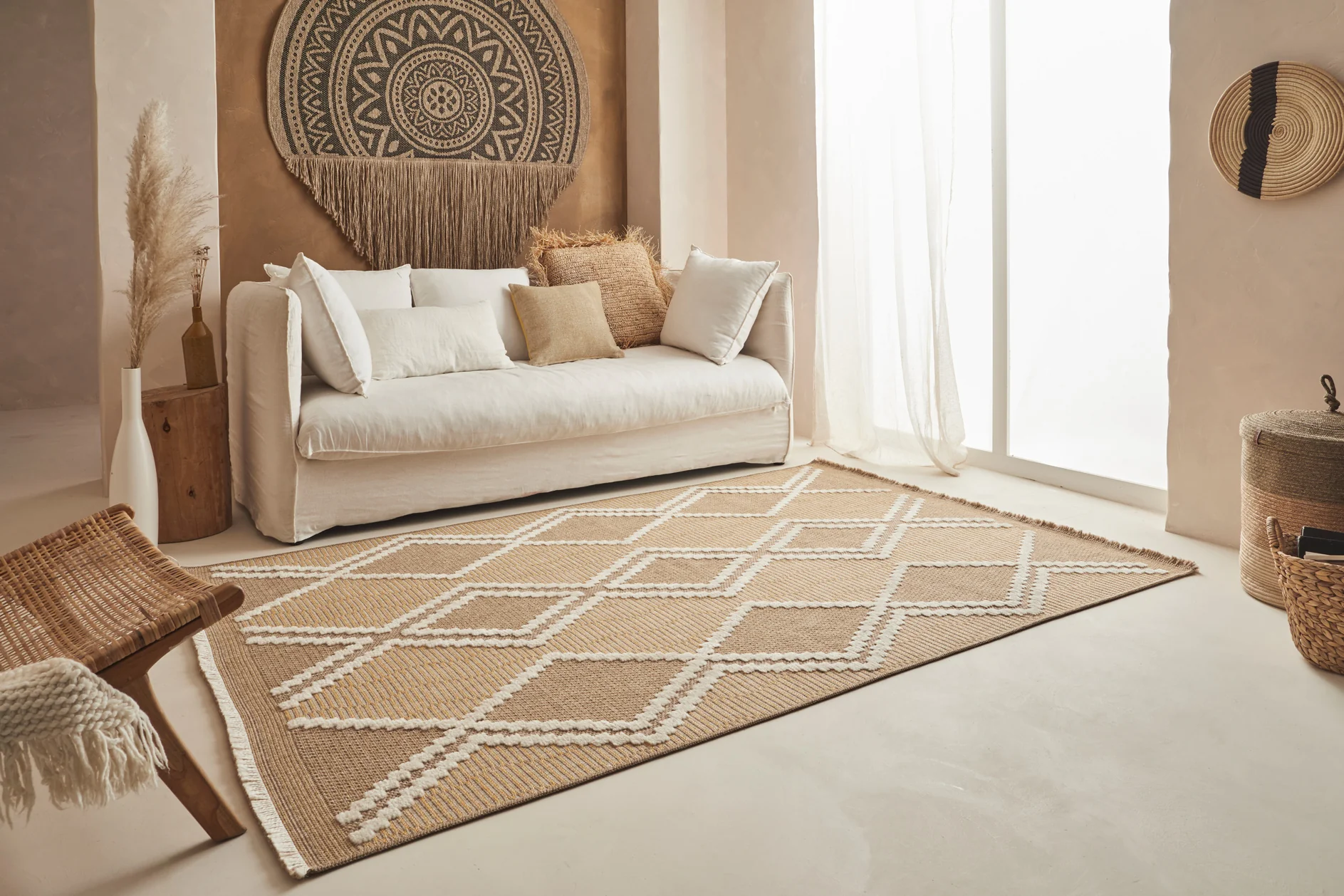 Tapis Aspect Jute Tulum 9048 - Motif Jute - Jaune - Intérieur / Extérieur - Image 3