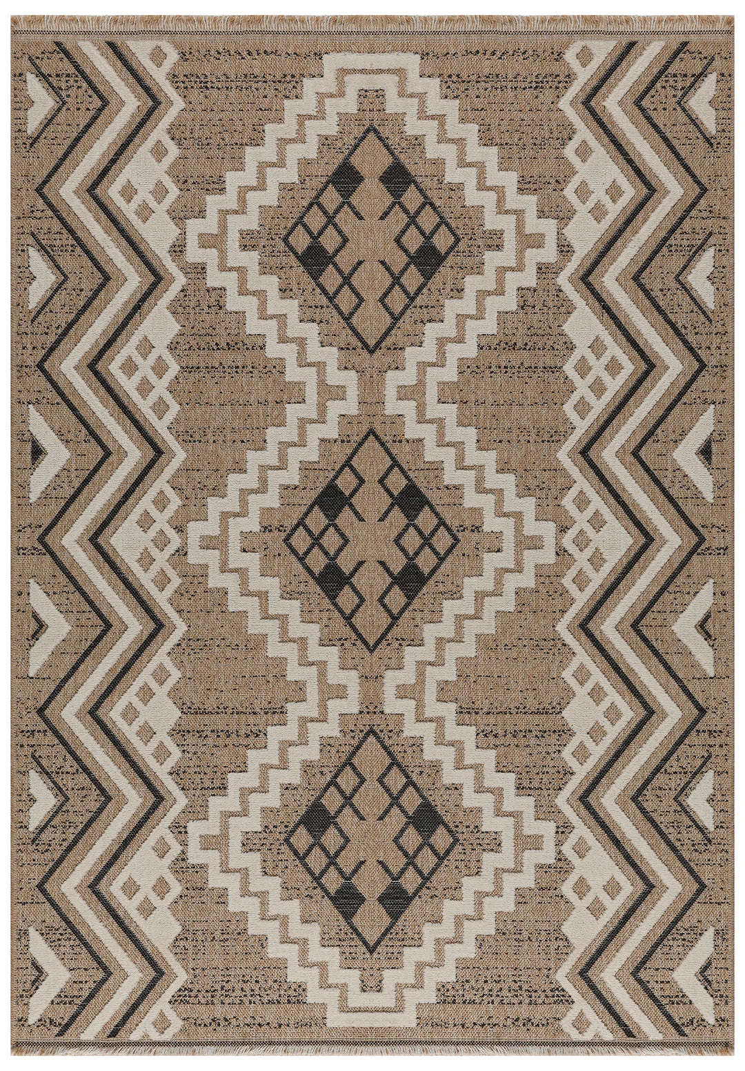 Tapis Aspect Jute Tulum 9054 - Motif Jute - Noir - Intérieur / Extérieur - Image 3