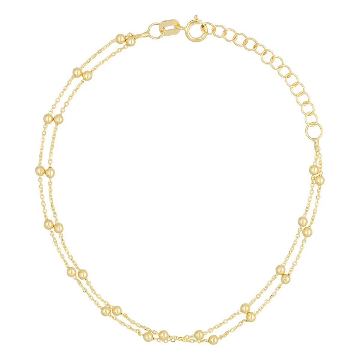 Bracelet Double Chaîne Boules En - Or Jaune 375/1000 - Image 2