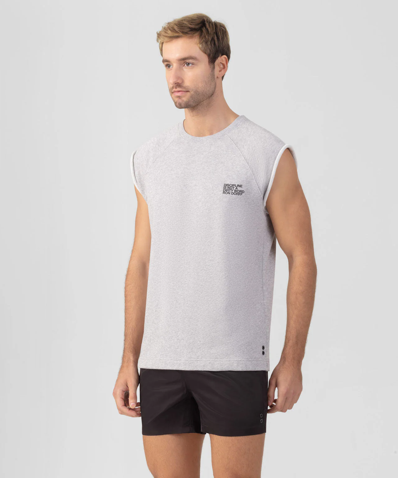 Sweatshirt Organic Cotton Sleeveless "Discipline" - Grey Melange - Image 2