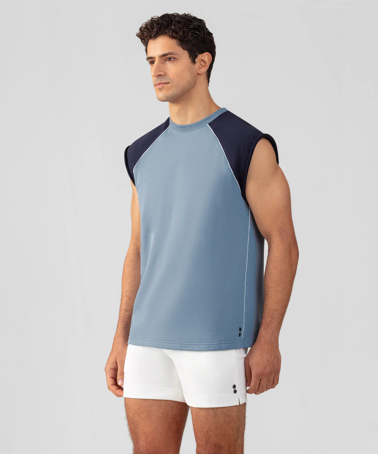 Sweatshirt Organic Cotton Sleeveless - Faded Denim - Image 2