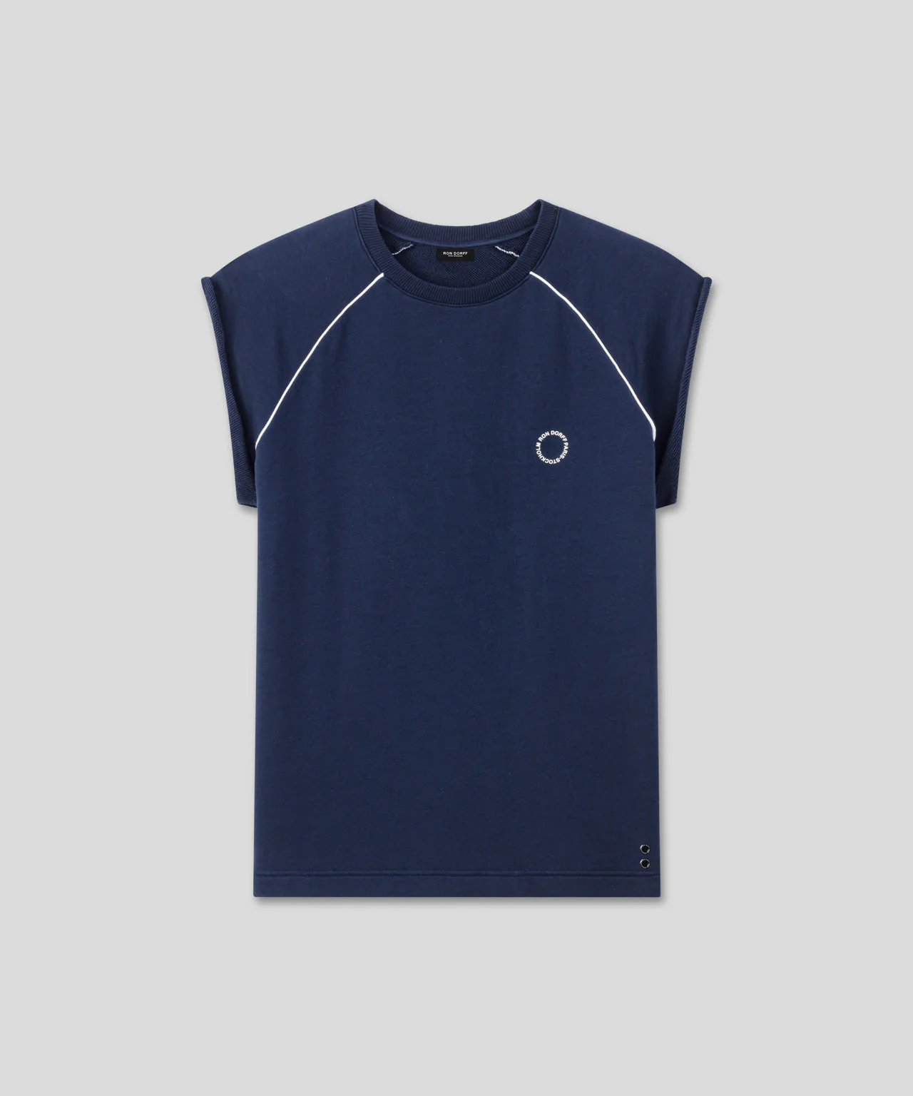 Sweatshirt Organic Cotton Sleeveless W. Piping - Deep Ocean - Image 4