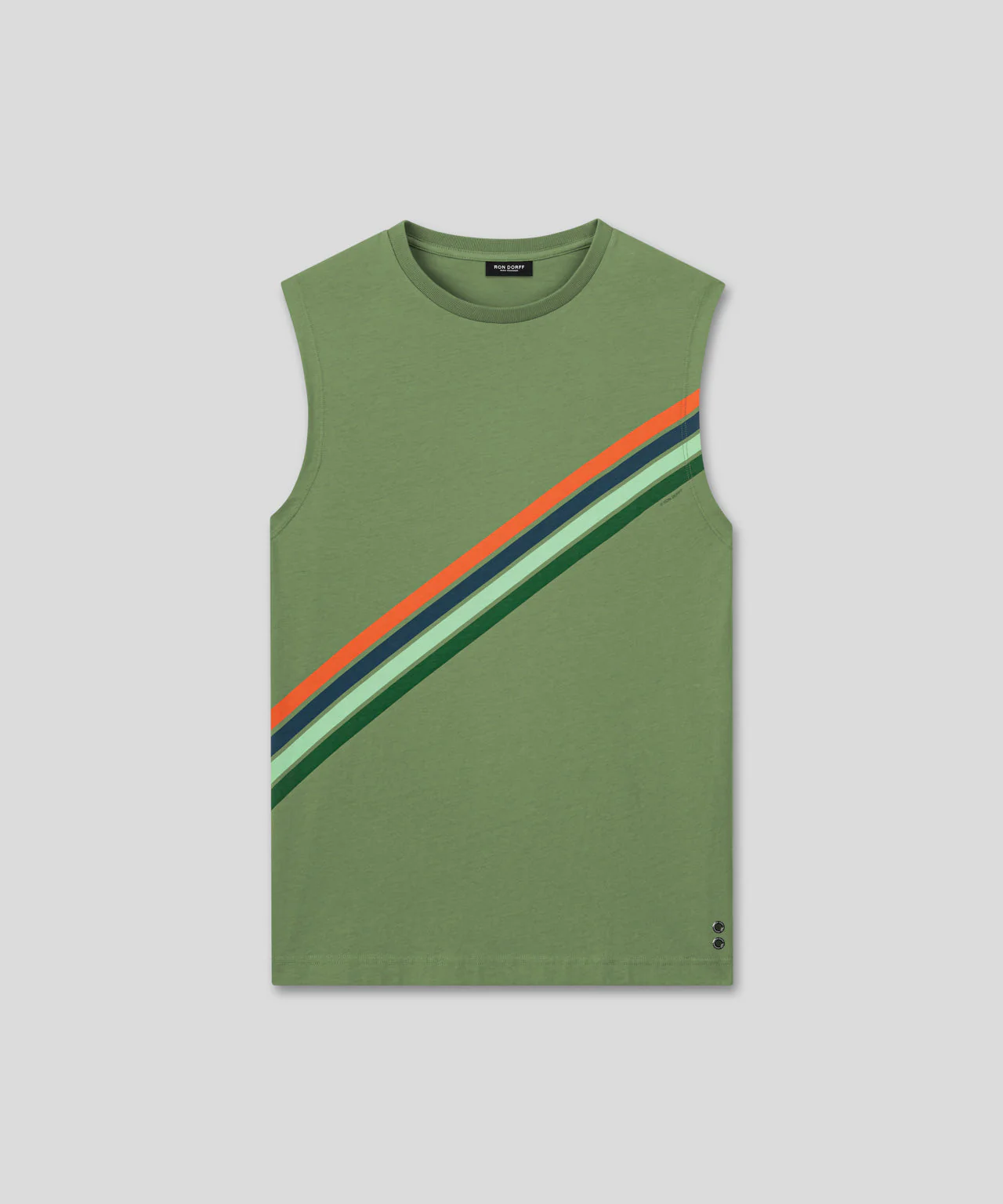T-Shirt Organic Cotton Sleeveless W. Diagonal Stripes - Cactus - Image 3