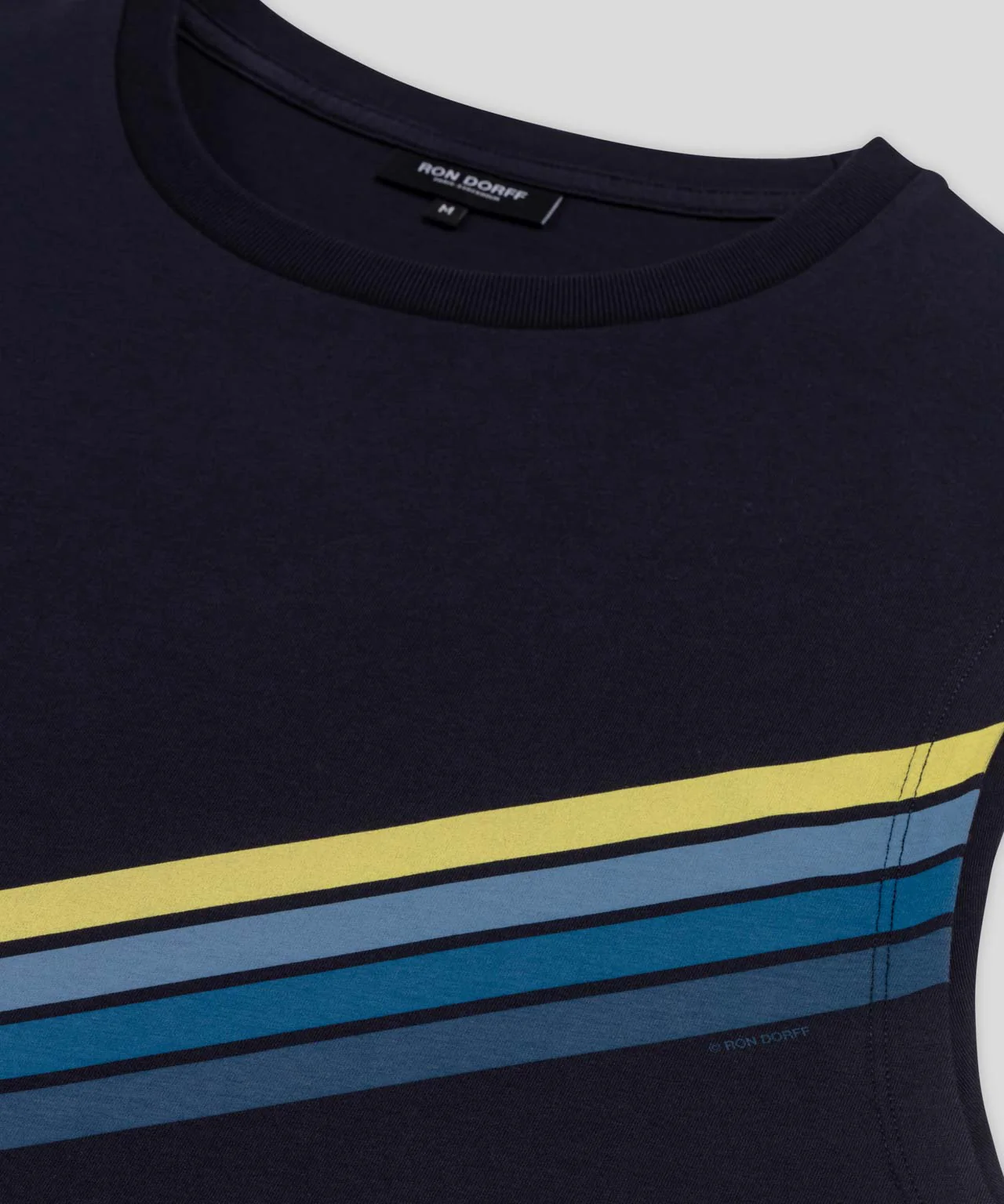 T-Shirt Organic Cotton Sleeveless W. Diagonal Stripes - Navy - Image 4