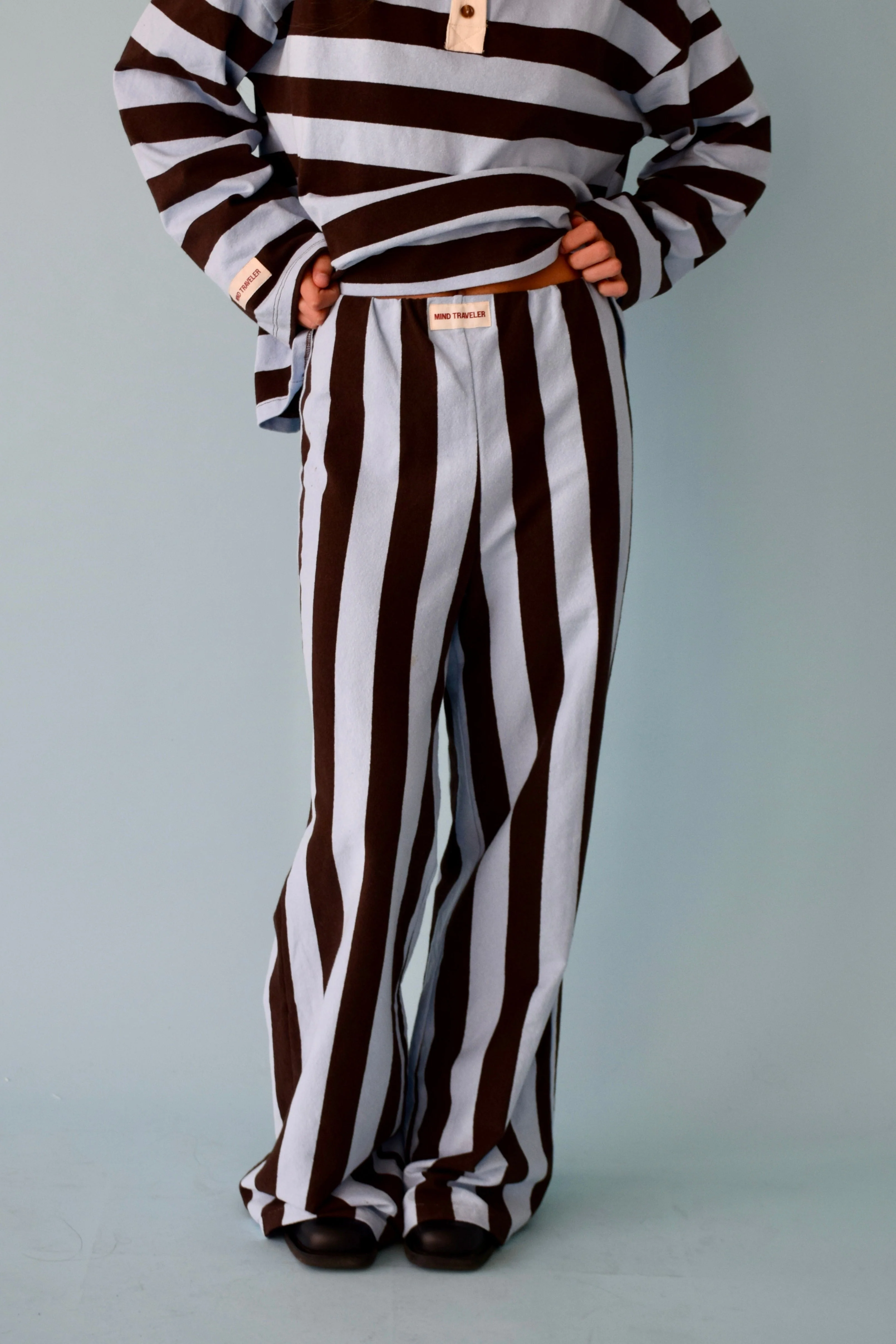 Pantalon Filipa Marrón Y Celeste
