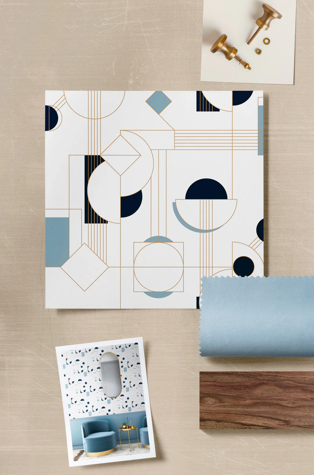Papier Peint Daisy - Bleu Doré - Image 3