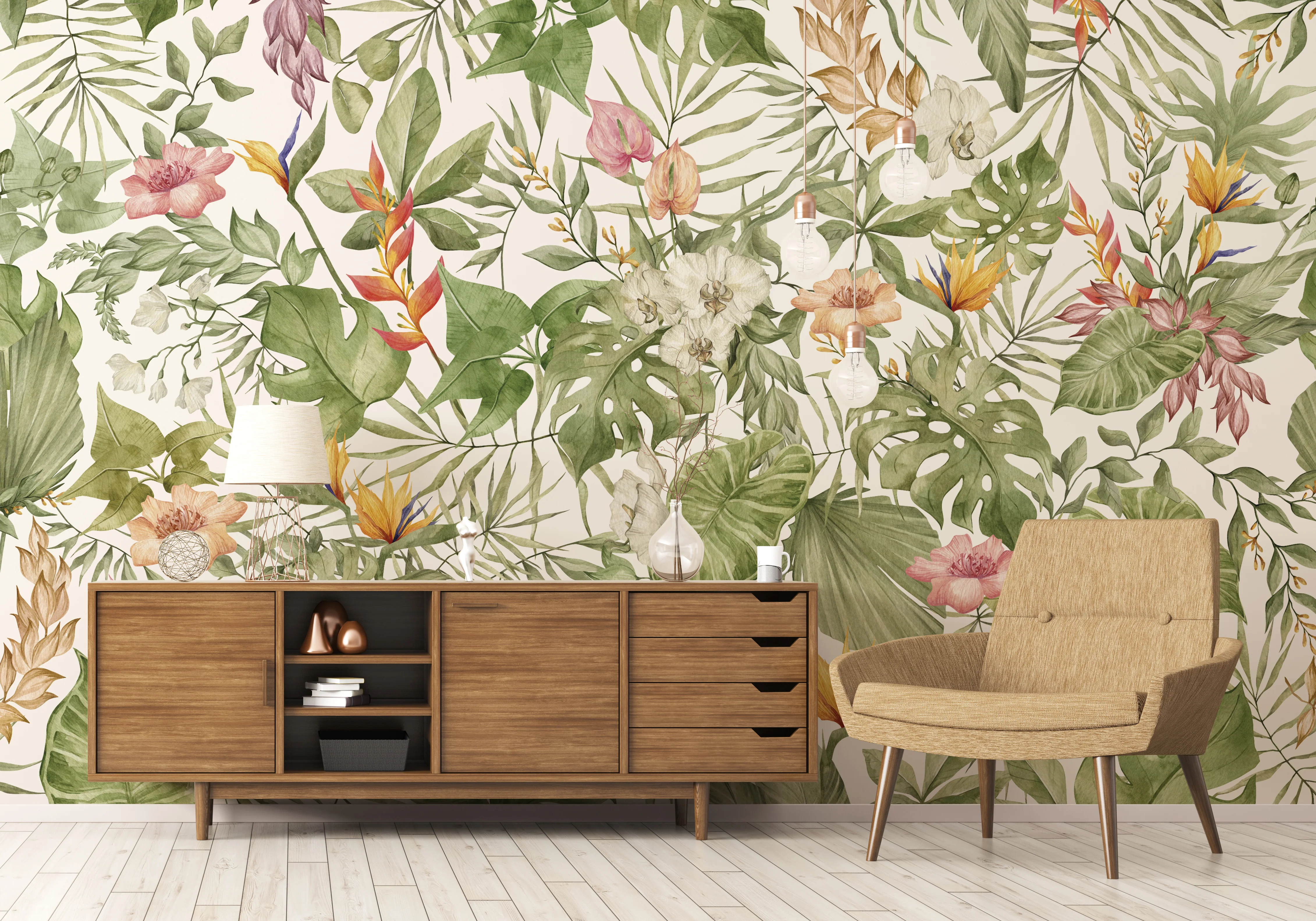Fresque Forêt Tropical - Orange Exotique - Pack 3