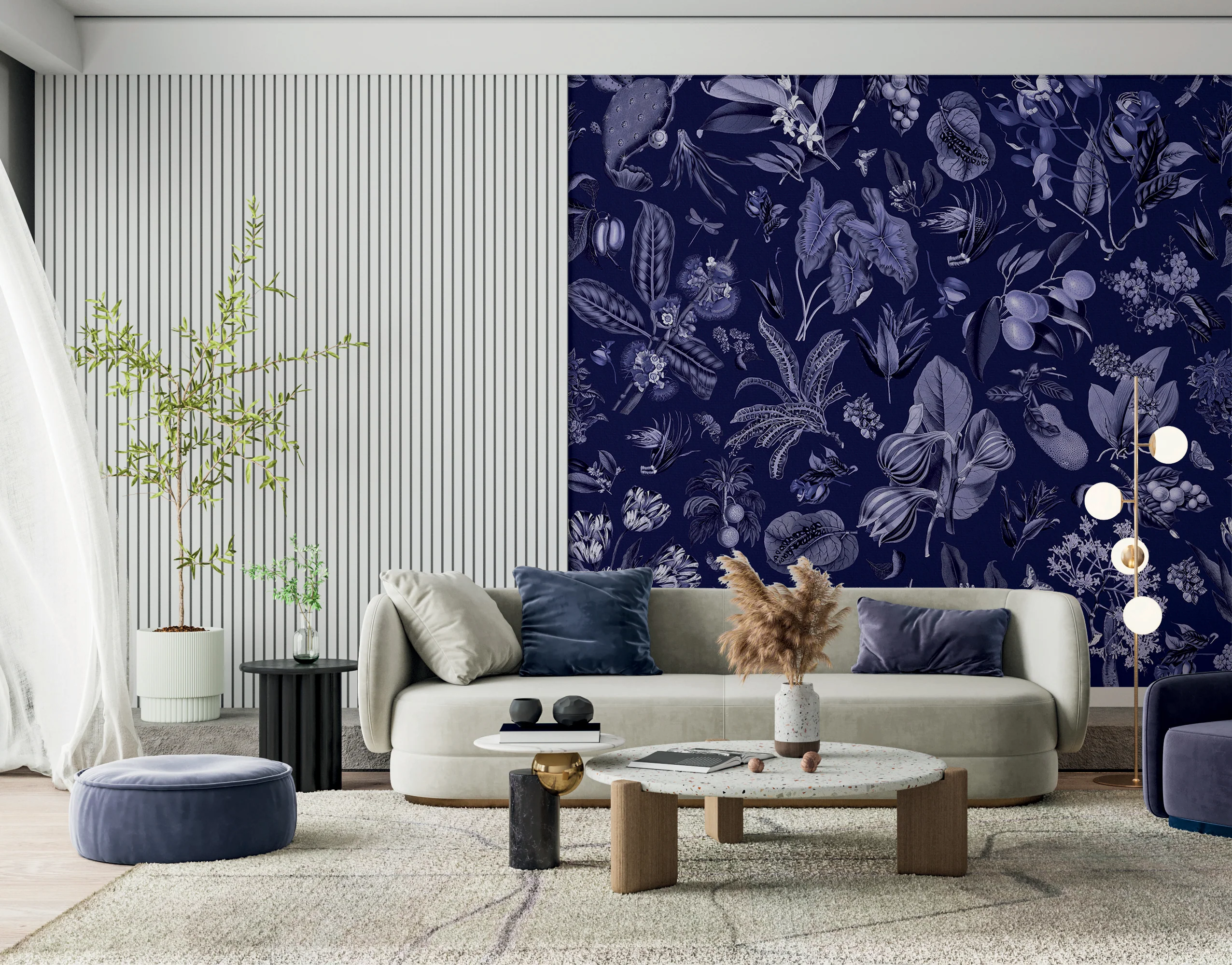 Fresque Jardin d'Autrefois - Bleu de minuit