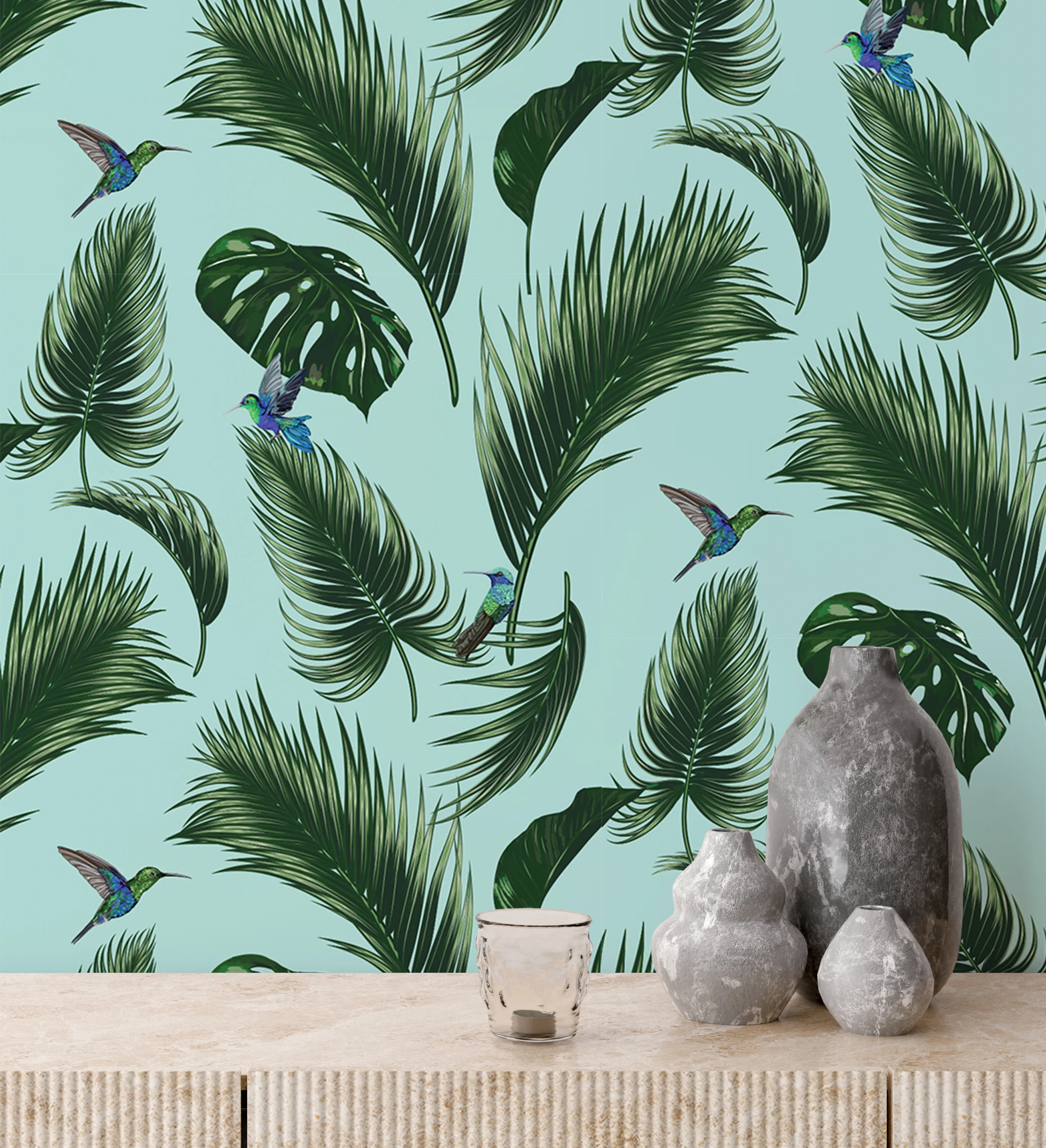 Papier Peint Jungle - Vert D'eau - Image 4