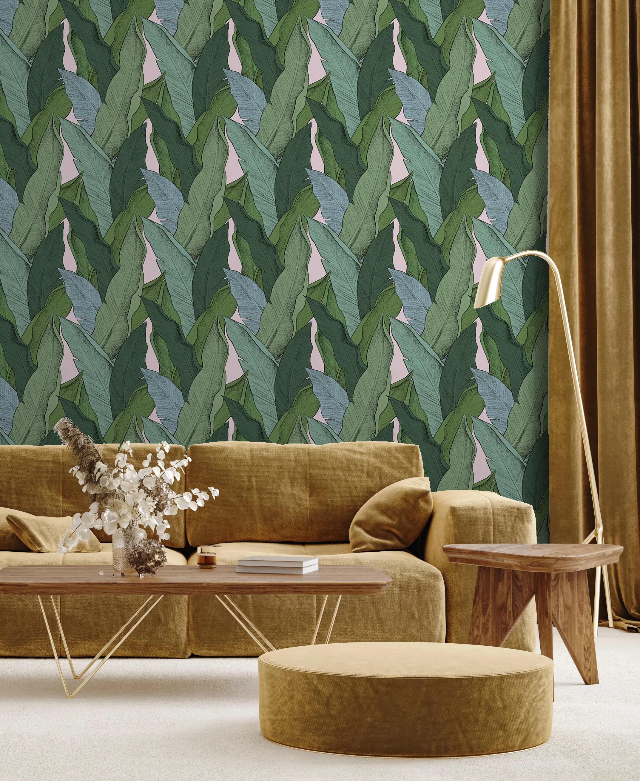 Papier Peint Leaf - Vert/ Fond Blanc - Image 4
