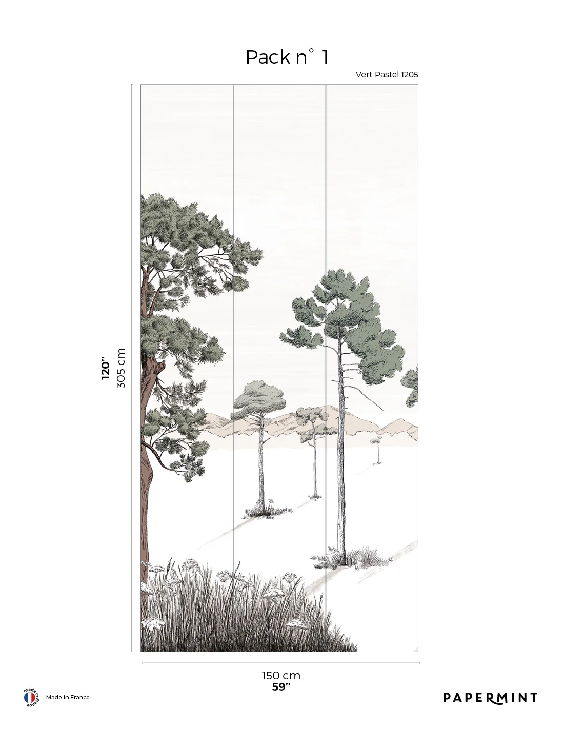 Fresque Les Ombres - Vert Pastel - Pack 1 - Image 2