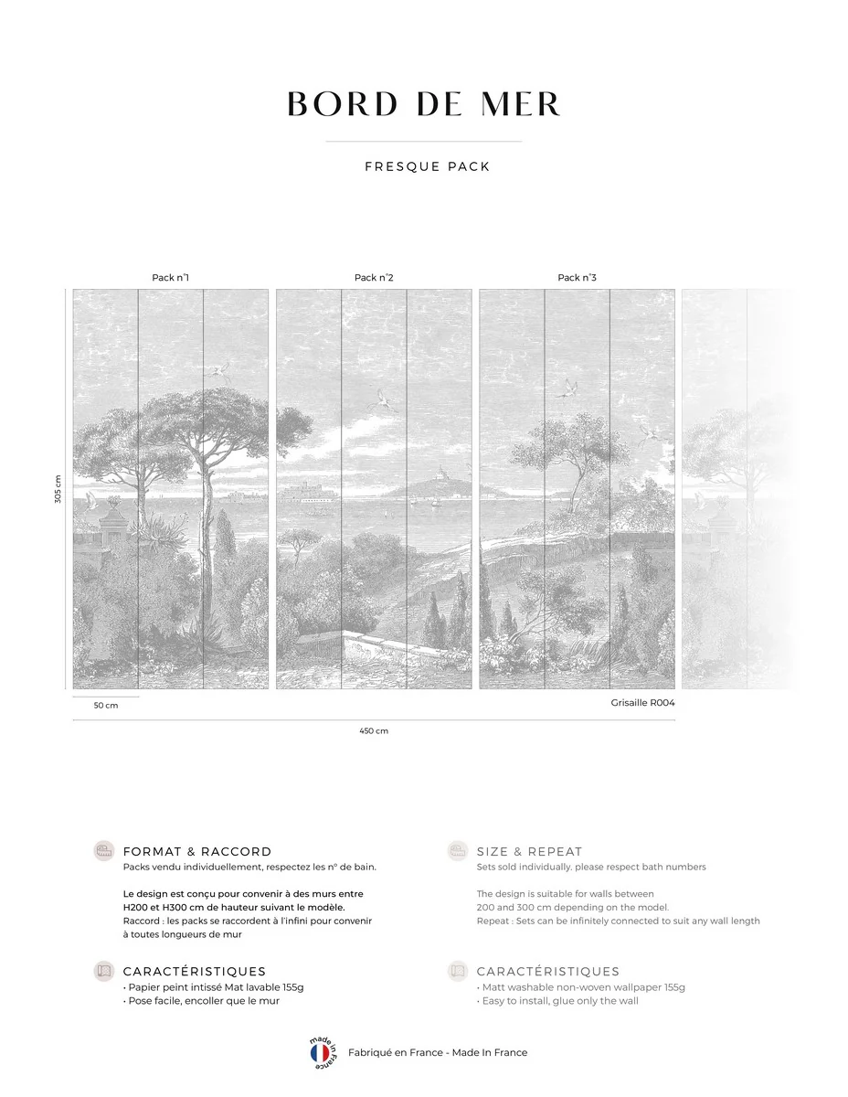 Fresque Bord De Mer - Grisaille - Image 2