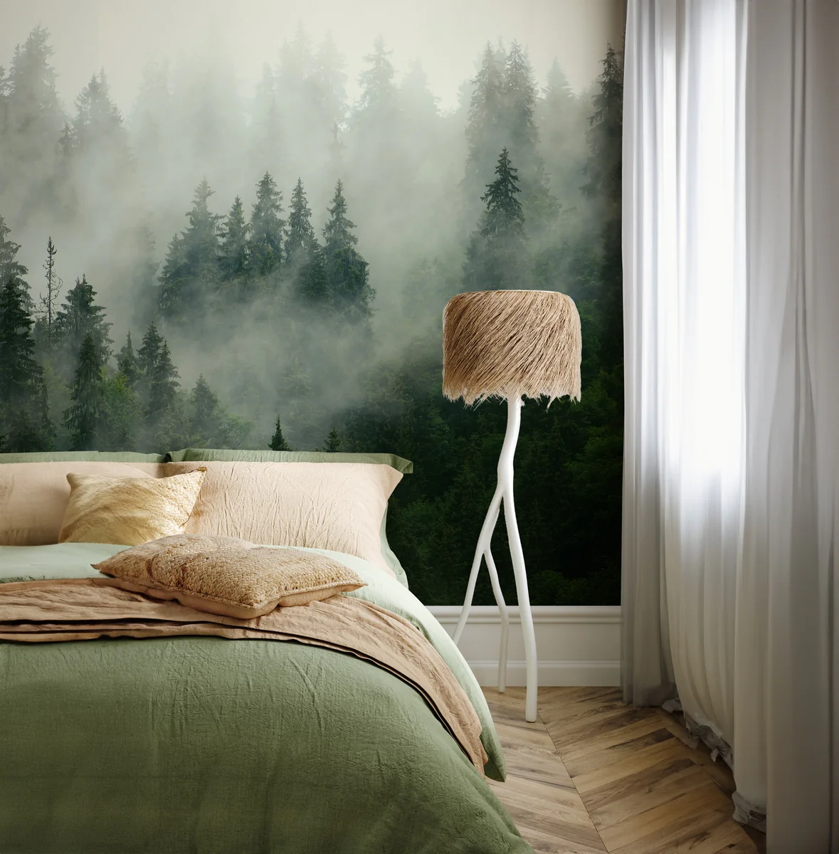 Fresque Boreal Forest - Vert De Chypre