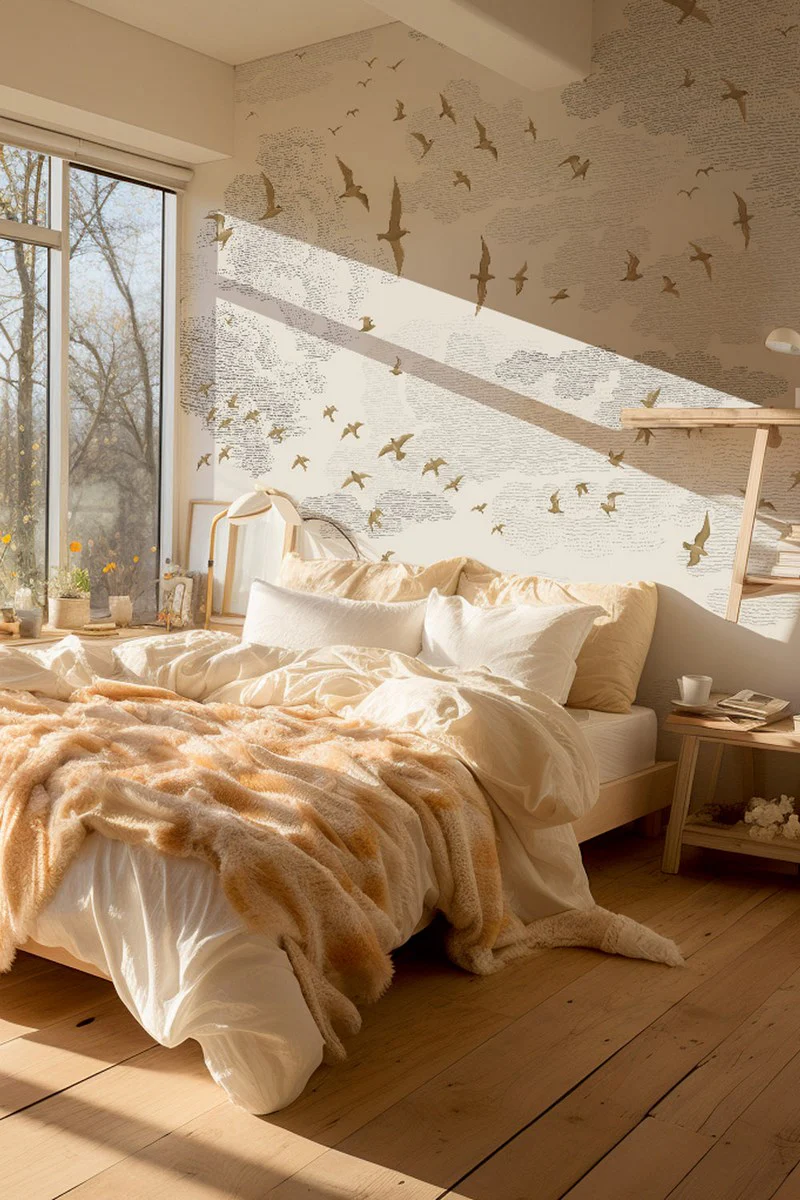 Fresque Les Oiseaux - Yellow Ochre
