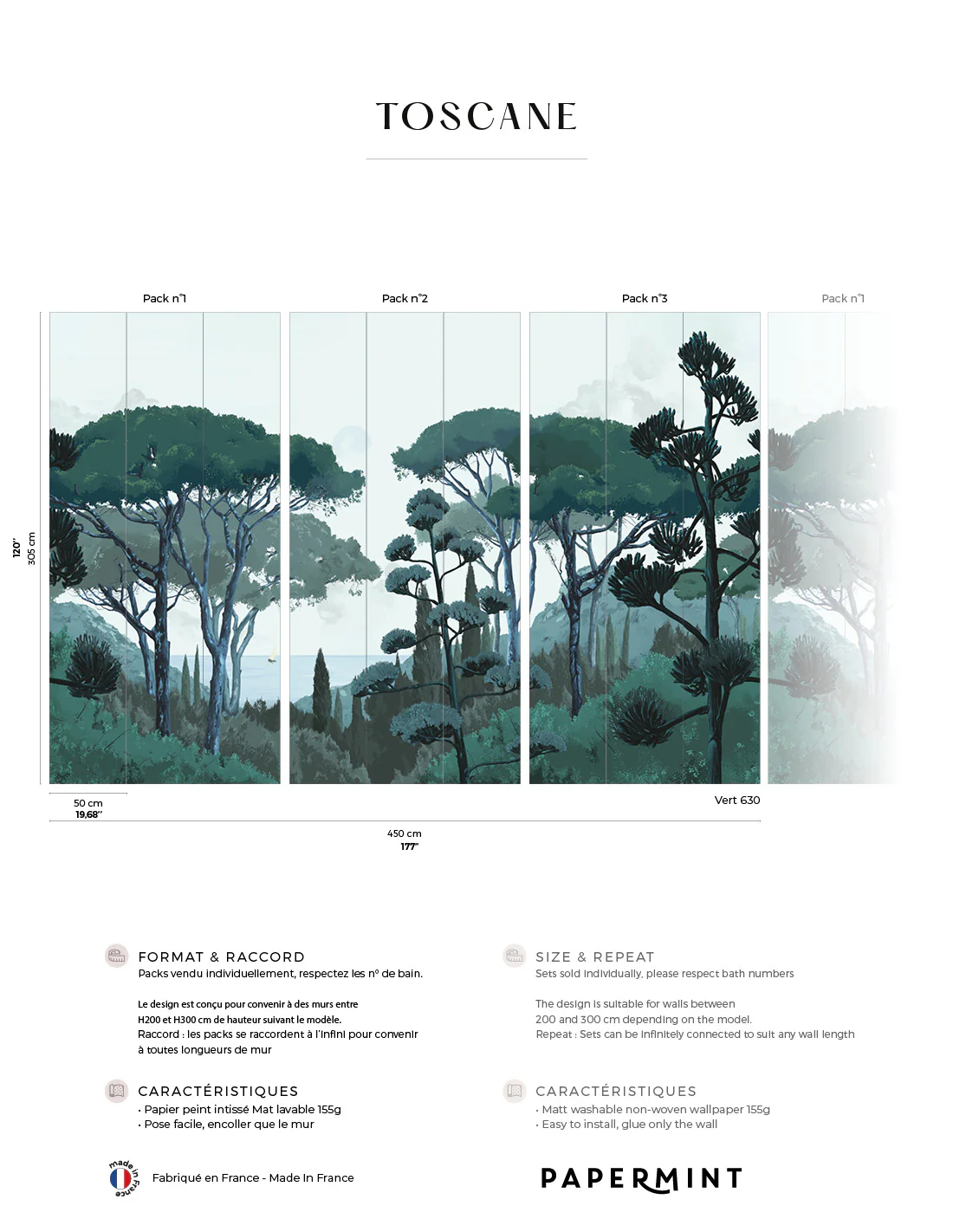 Fresque Toscane - Vert - Image 2
