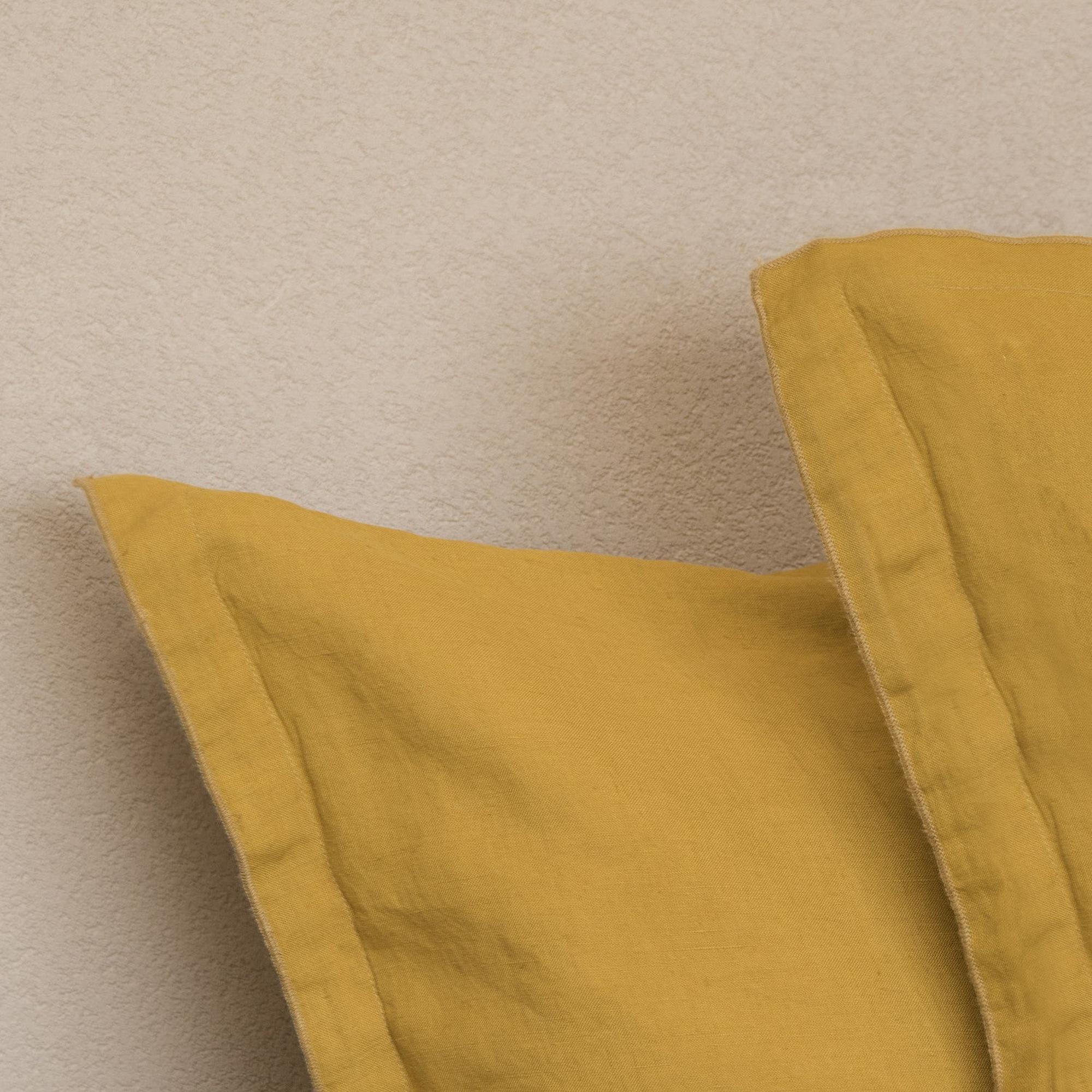 Parure + Taies 65X65 Hortense - Jaune Moutarde - Lin Lavé - Image 5