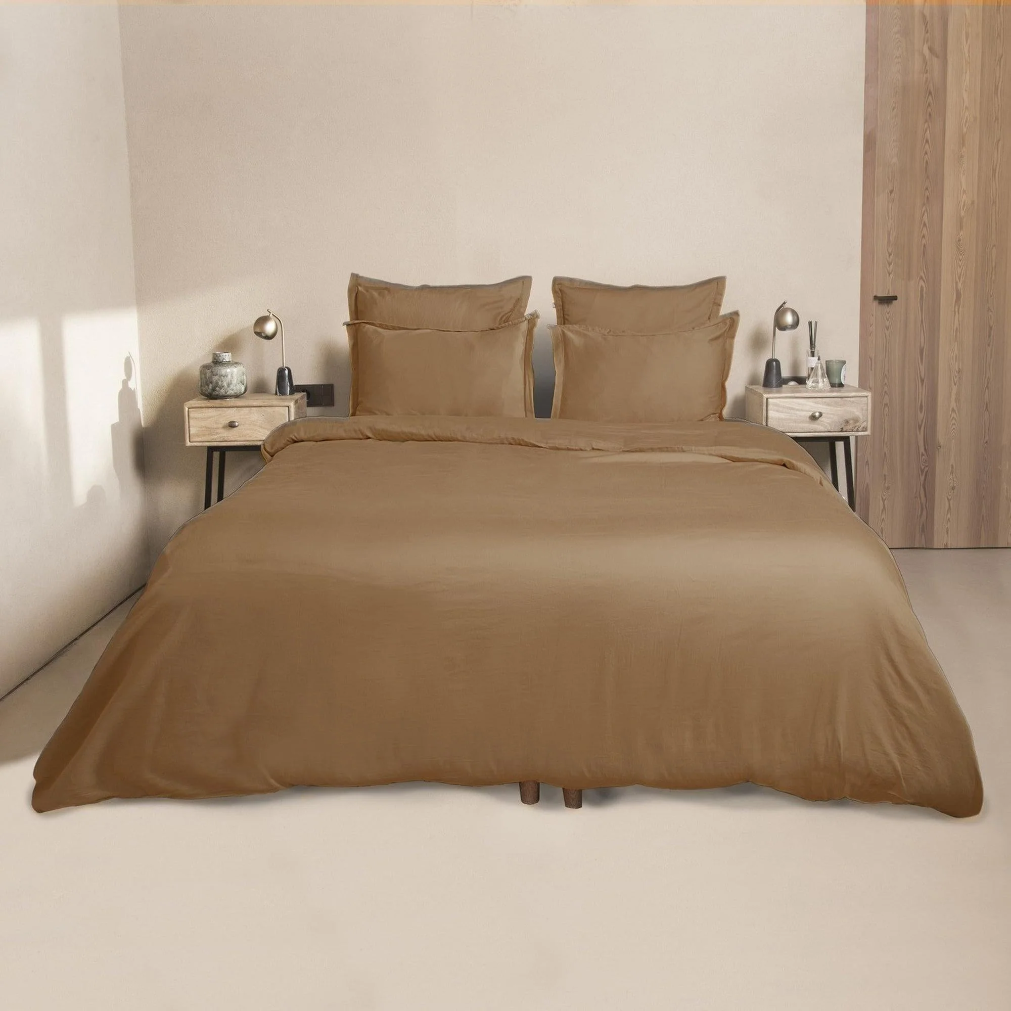 Parure + Taies 65X65 Julia - Caramel - Satin De Coton - Image 2