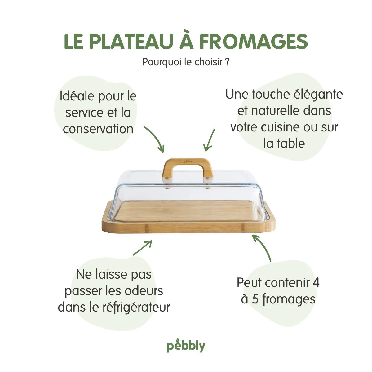 Boîte À Fromage Avec Cloche En Verre, Plateau Et Anse En Bambou Pebbly - Beige - Image 10