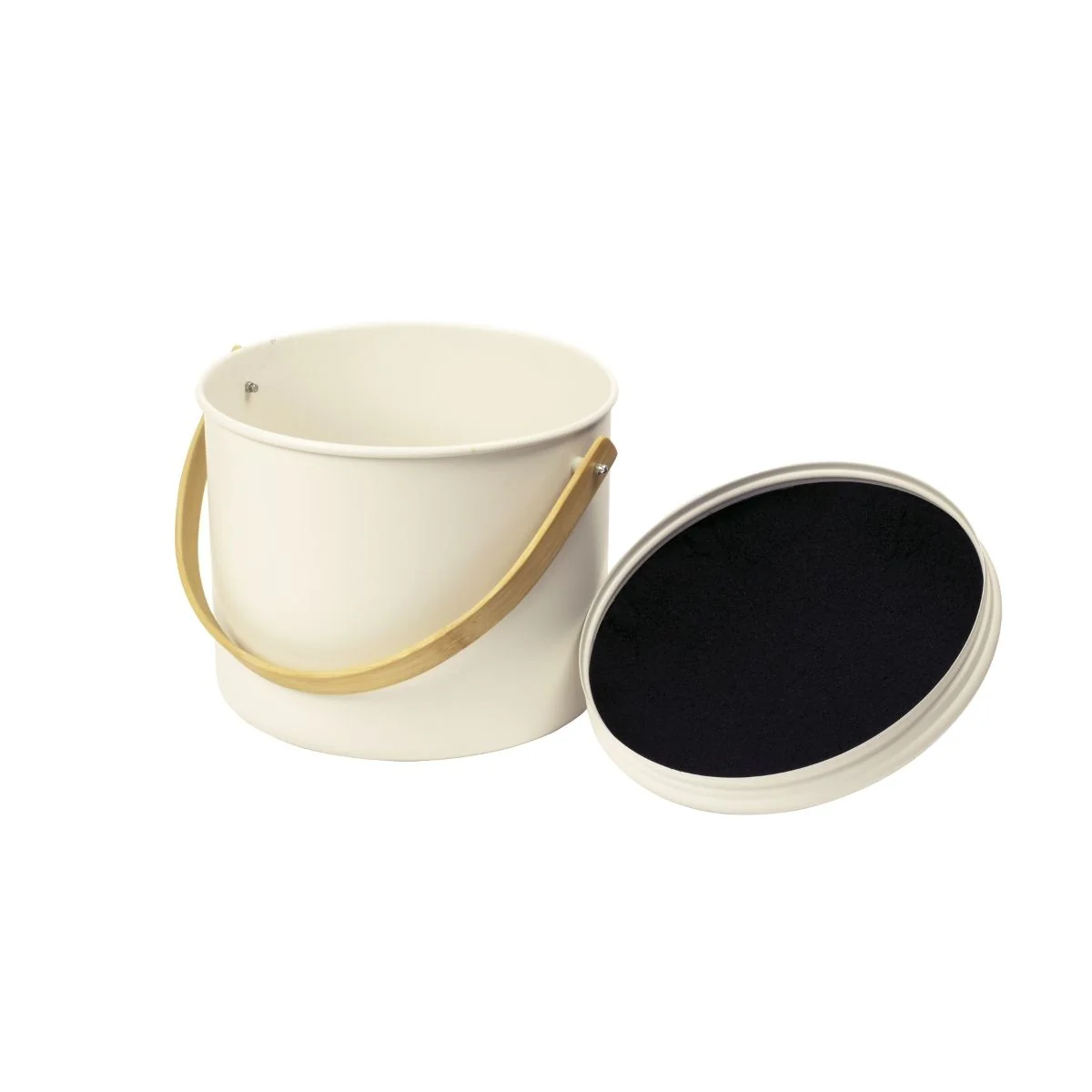 Seau À Compost D'Intérieur En Acier Et Anse En Bambou - 7 Litres - Crème - Image 5