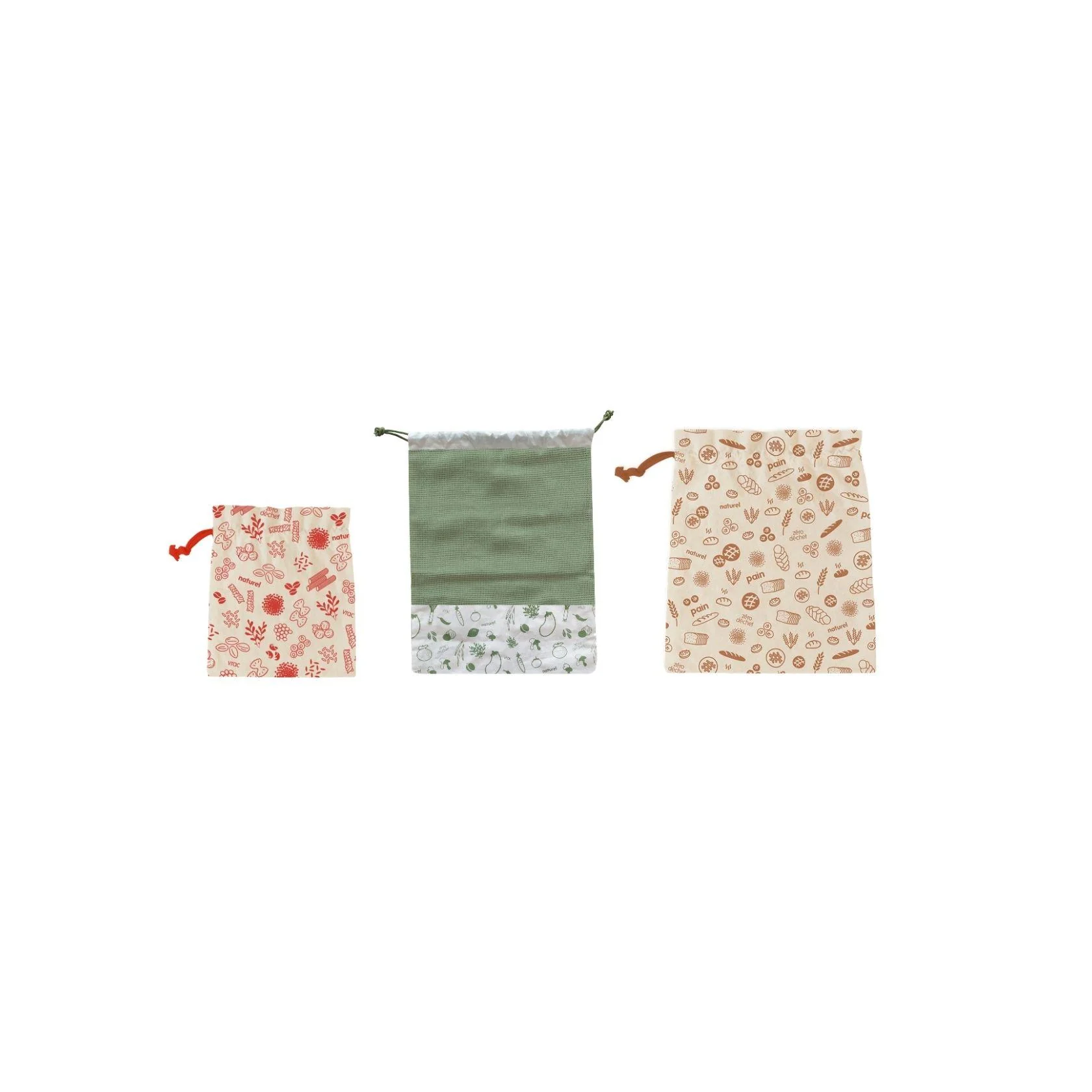 Set De 3 Sacs Zéro Déchet En Coton Bio - Multicolore - Image 2