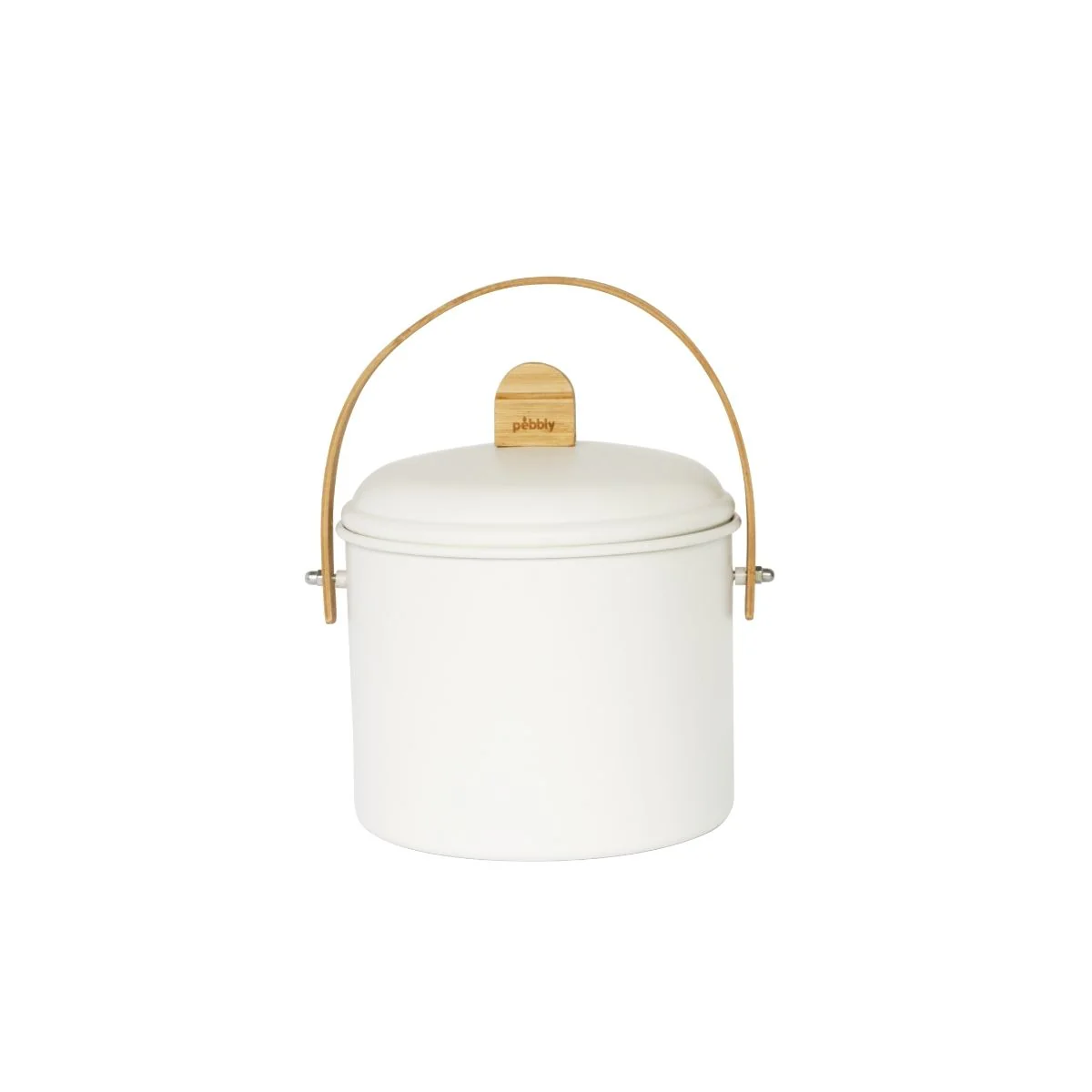 Seau À Compost D'Intérieur En Acier Et Anse En Bambou - 3,5 Litres - Crème - Image 5