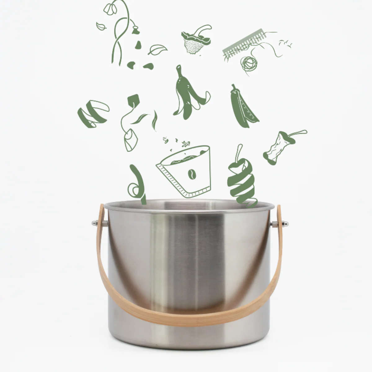 Seau À Compost D'Intérieur En Acier Avec Filtre À Charbon Anti-Odeurs - 7 L - Inox - Image 2