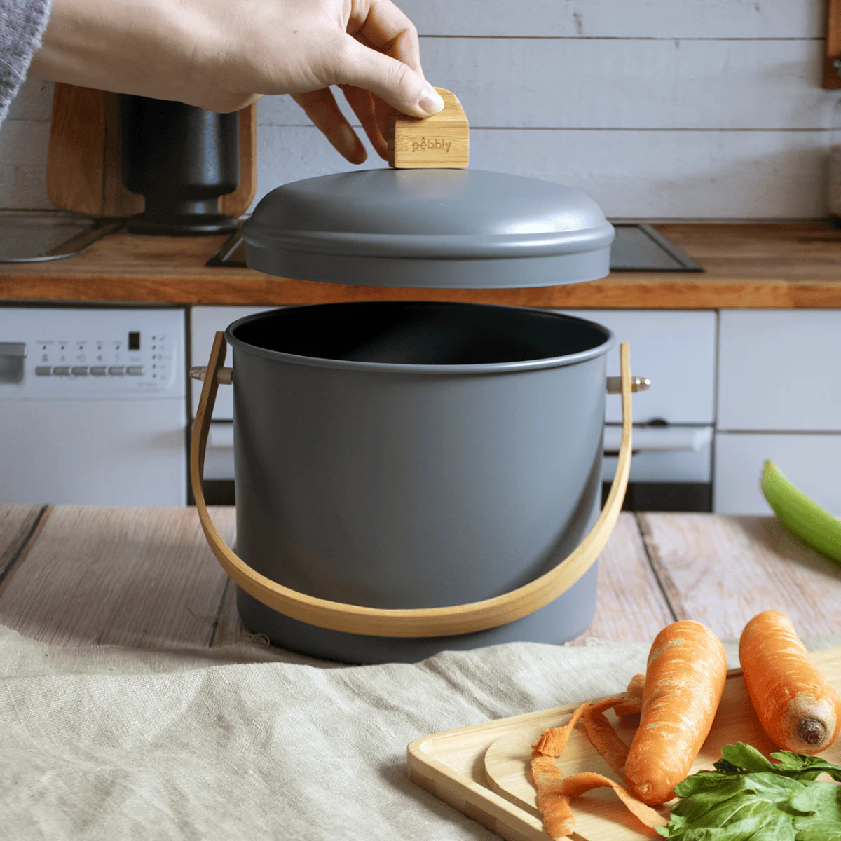 Seau À Compost D'Intérieur En Acier Avec Filtre À Charbon Anti-Odeurs - 3,5 L - Ardoise - Image 8