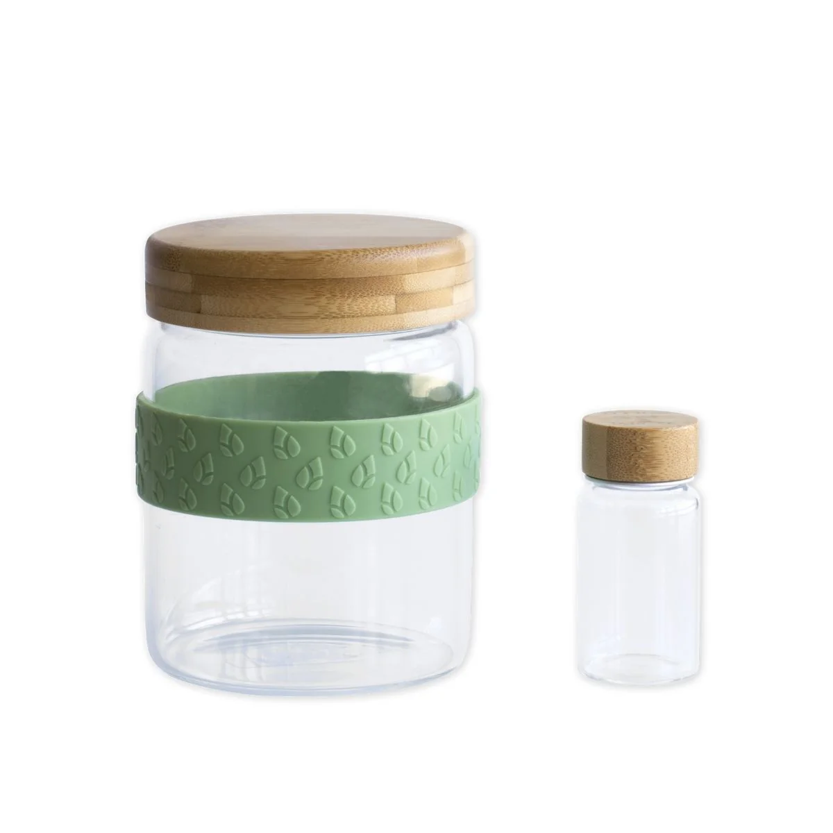 Set Déjeuner Nomade En Verre Avec Couvercle En Bambou - Vert - Image 4