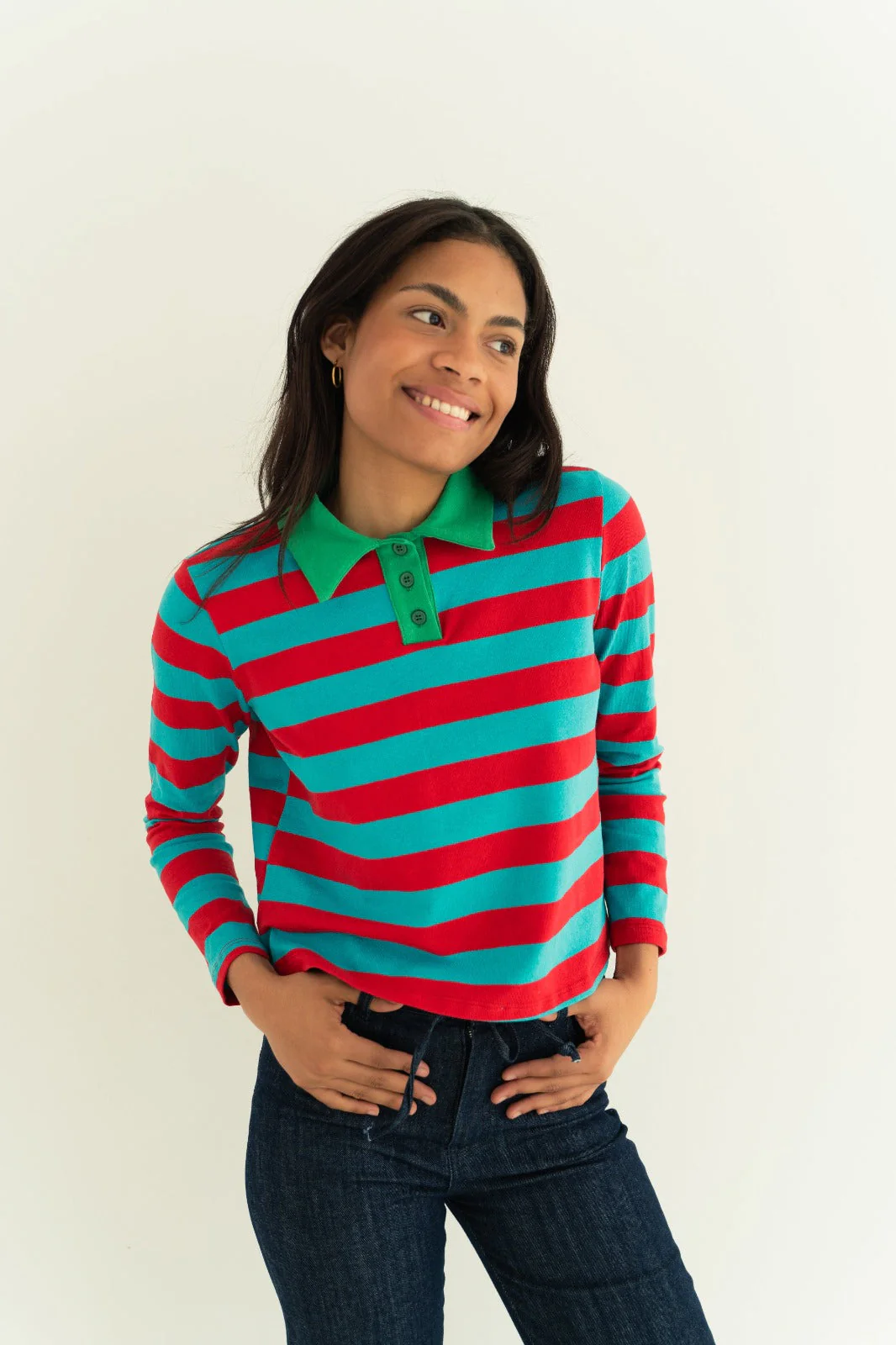 Polo Filipa Rouge Et Aigue-Marine - Image 2
