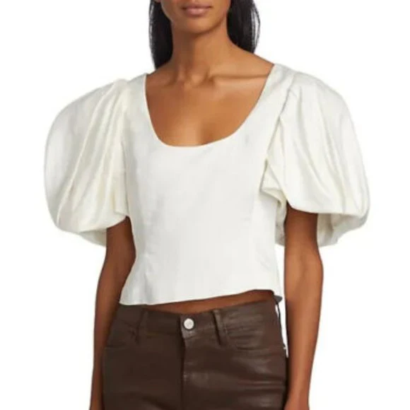 Top Puff Sleeve Uneck - Off White - Image 3