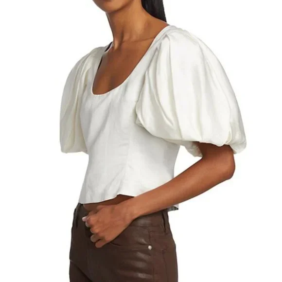 Top Puff Sleeve Uneck - Off White - Image 5