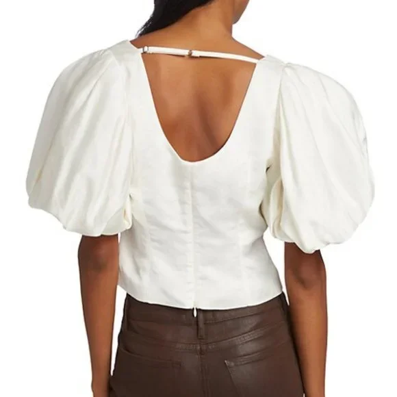 Top Puff Sleeve Uneck - Off White - Image 6