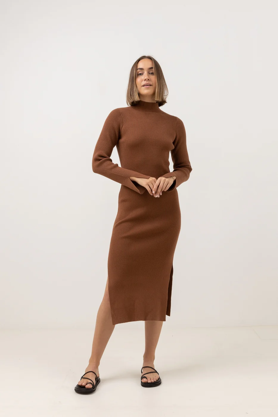 Robe Jupe Long Sleeve Midi - Chocolate