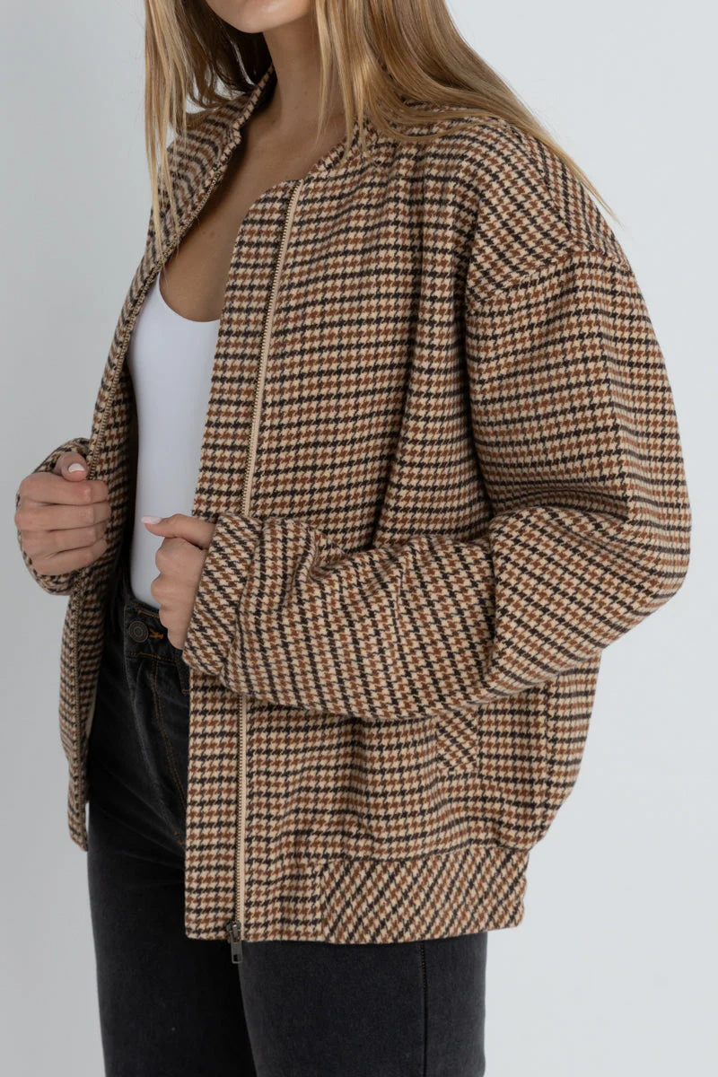 Veste Bomber À Carreaux Surdimensionnés Luca - Brown - Bro - Image 2
