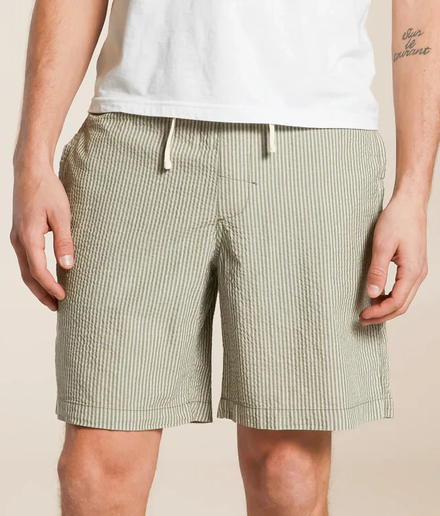 Short Seersucker Str - Olive - Oli - Image 3