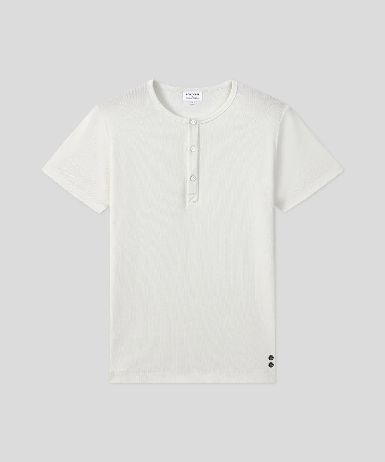 T-Shirt Ribbed Short-Sleeved Henley - Off White - Image 3
