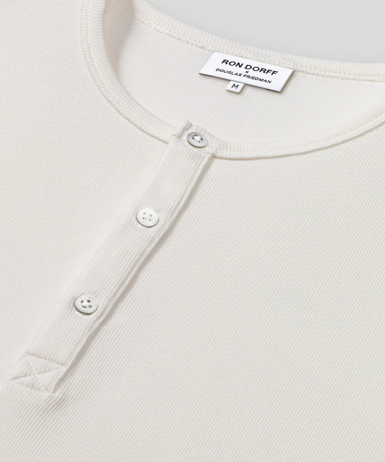 T-Shirt Ribbed Short-Sleeved Henley - Off White - Image 4
