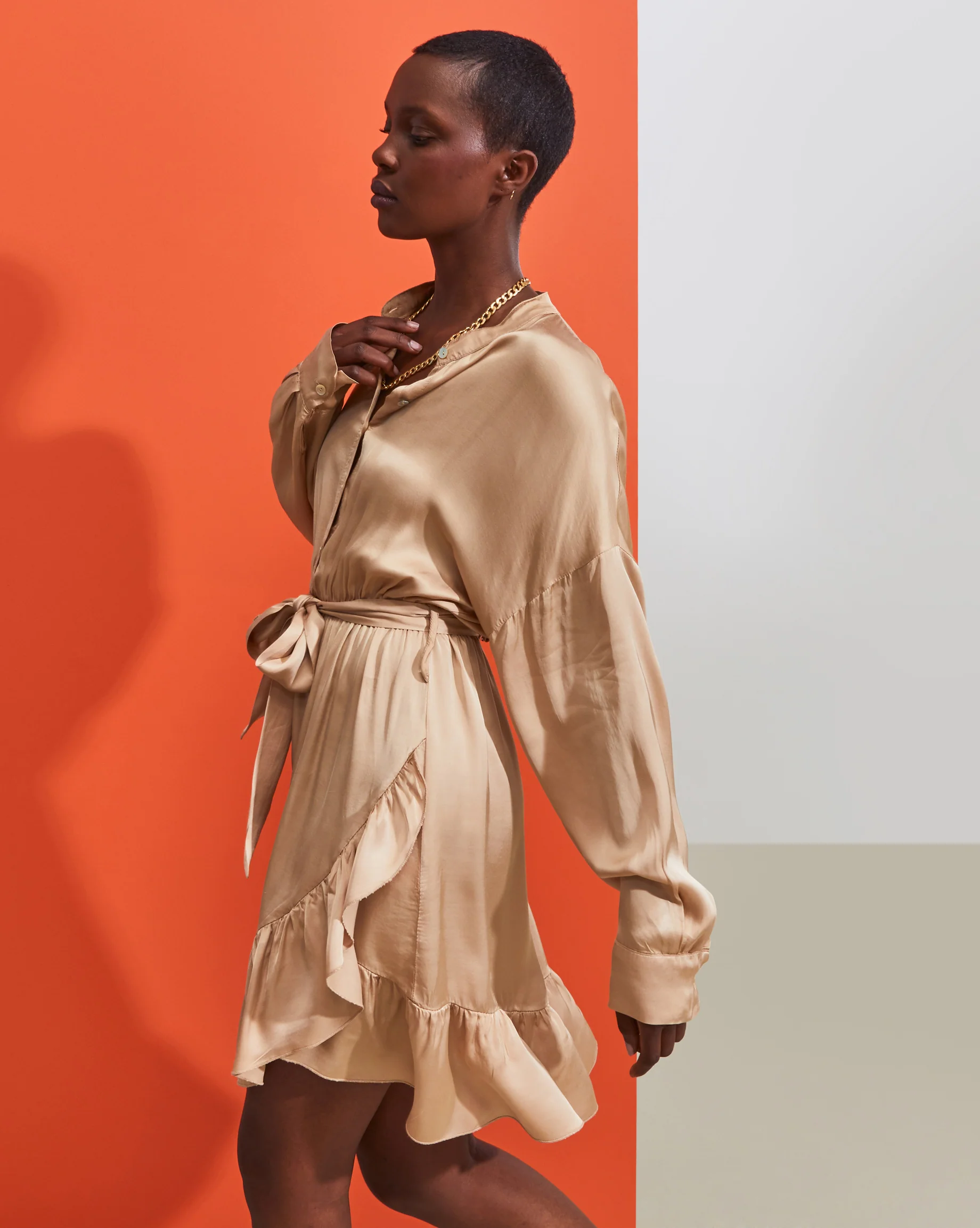 Robe Chemisier - Beige - Femme