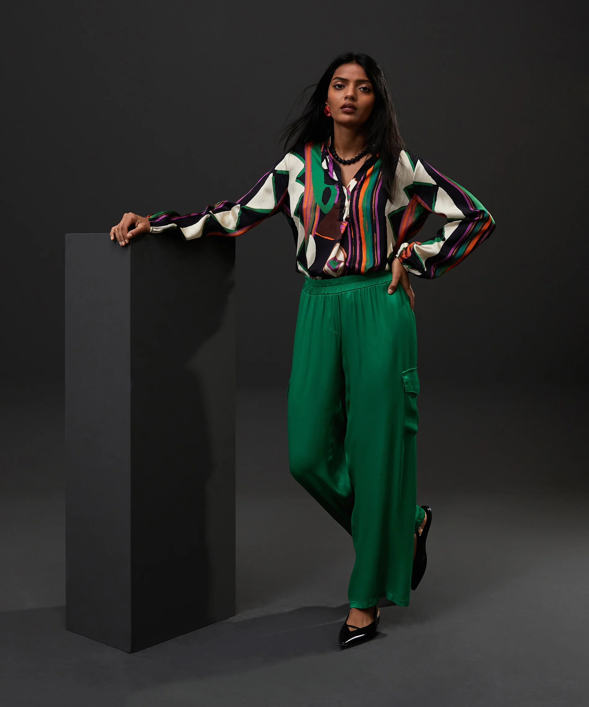 Pantalon Cargo En Satin - Vert - Femme - Image 3