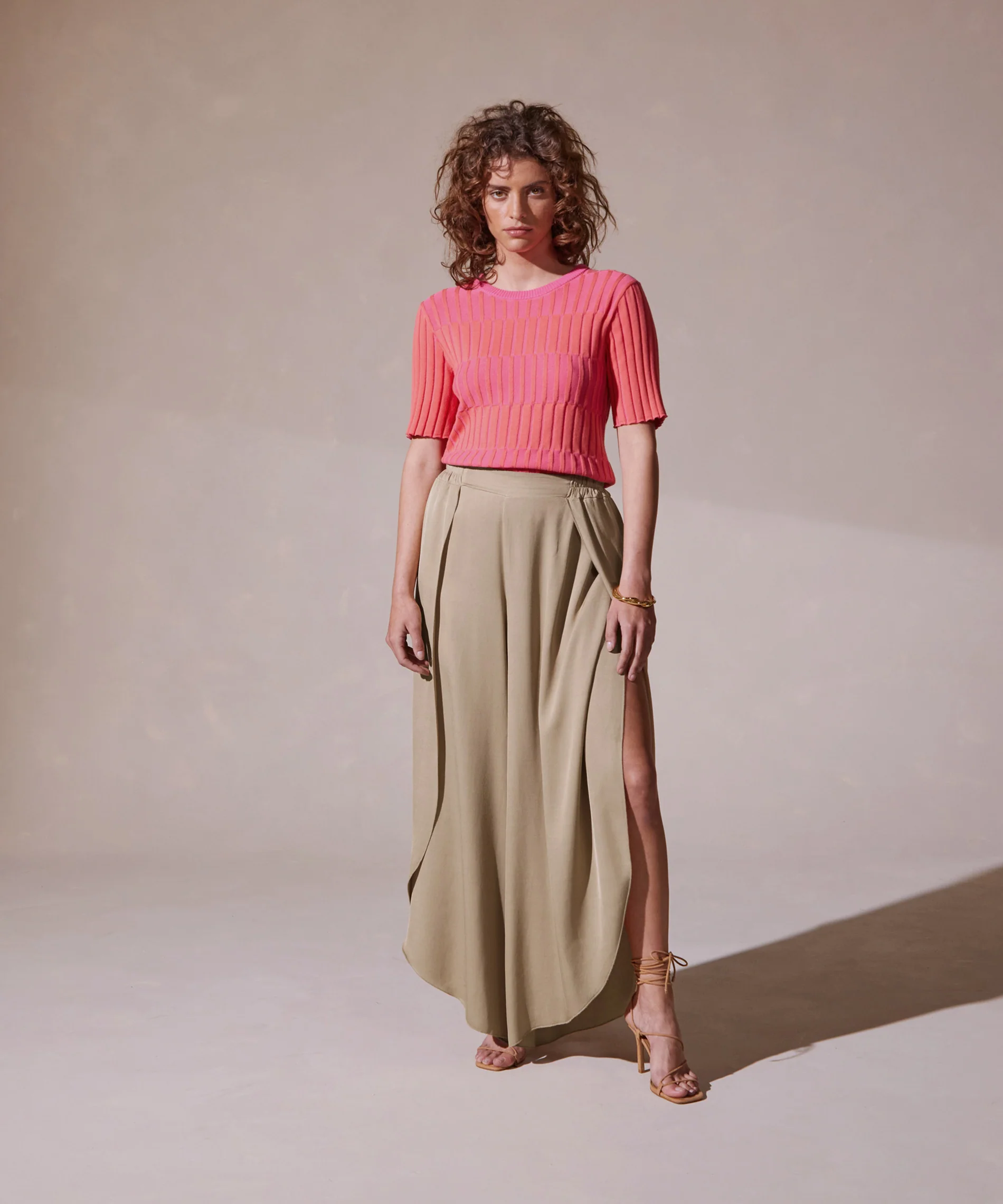Pantalon Pareo En Satin - Beige - Femme - Image 3