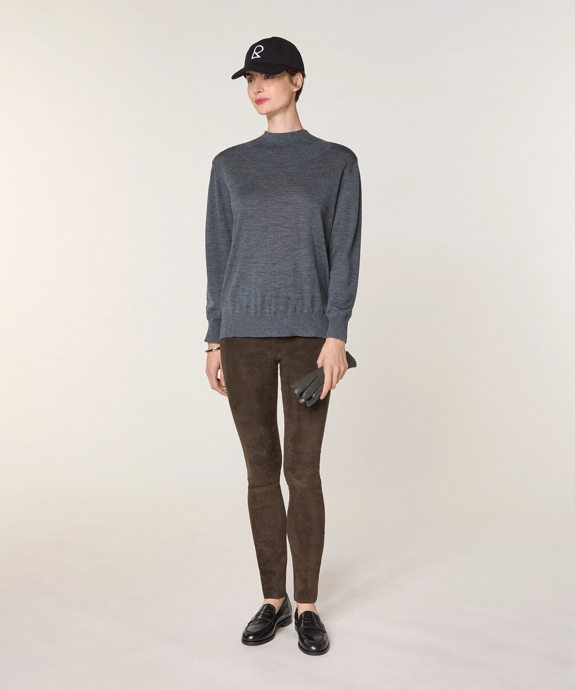 Pull Col Montant Cotele - Gris Plomb - Femme