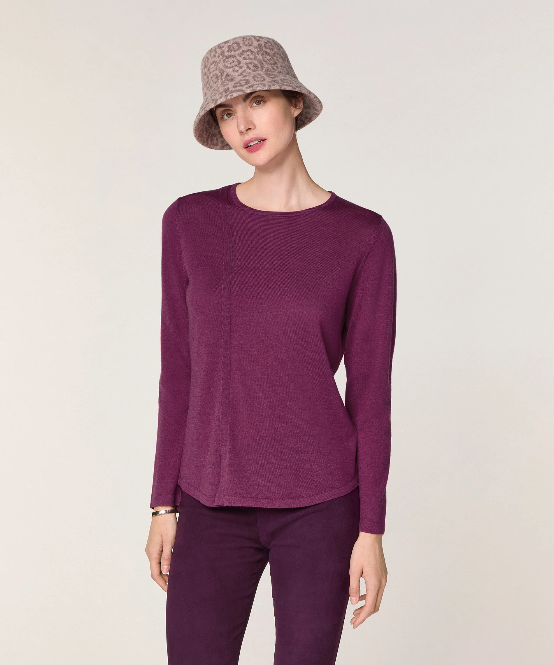 Pull Col Rond - Violet Cassis - Femme - Image 2