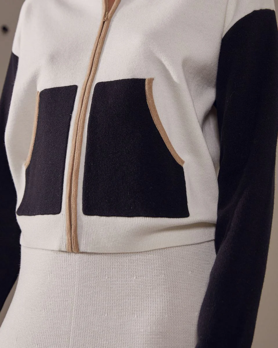 Veste Tricolore Col Large - Blanc - Femme - Image 3