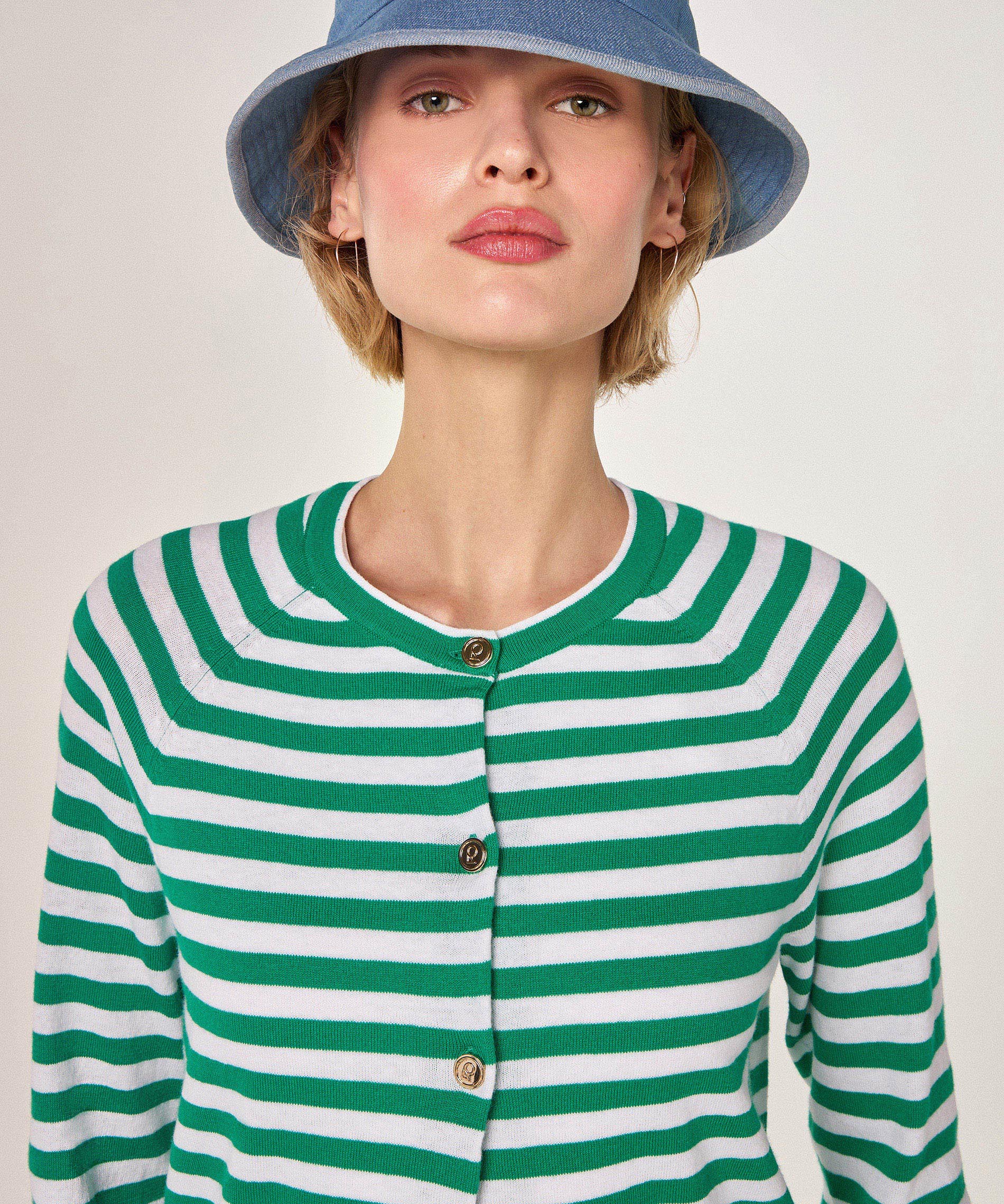 Gilet Raye Manches Raglan - Vert Emeraude - Femme - Image 3